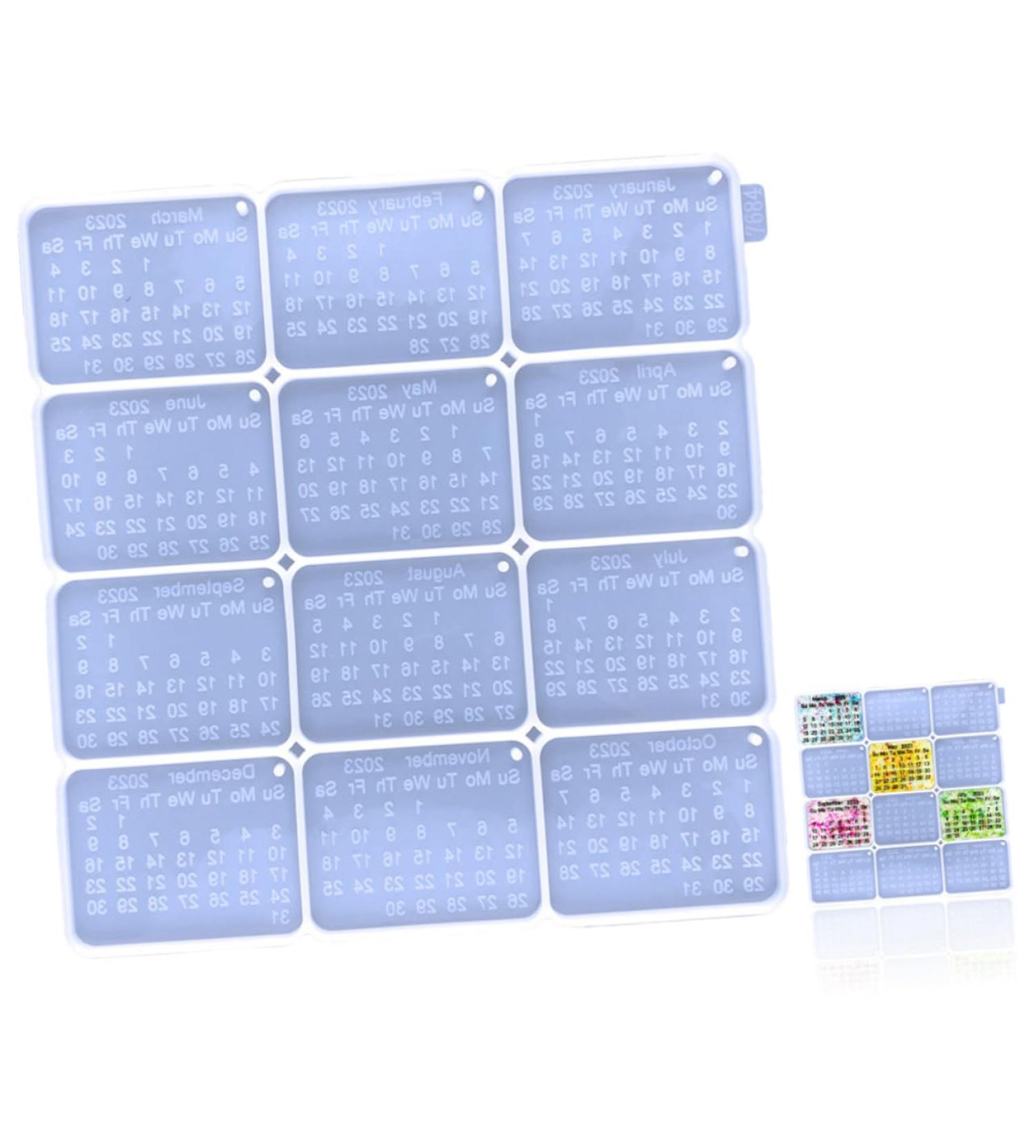 LALAFINA Mold Epoxy Chic Silicone Key Calendar Pendant Keychain Creative Multipurpose Making Chain for Diy White 25.3x24cm - Buy Online on GoSupps.com