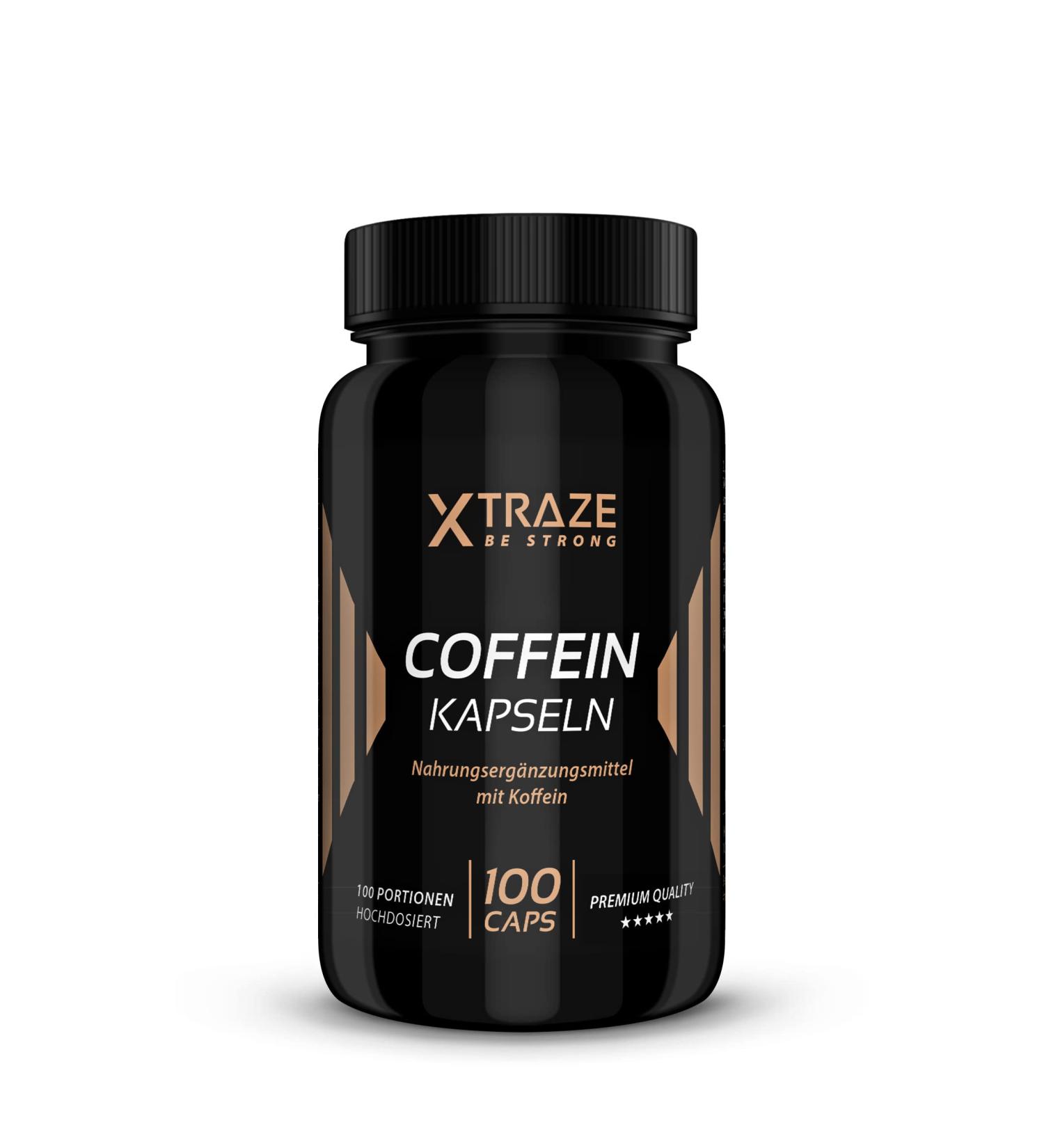 XTRAZE Caffeine Tablets 200mg in High Dose - 100 Capsules for 100 Days of Continuous Care - German Quality Natural Anhydrous Caffeine Tablets Without Unnecessary Additives Pure Caffeine Pills - Buy Online on GoSupps.com