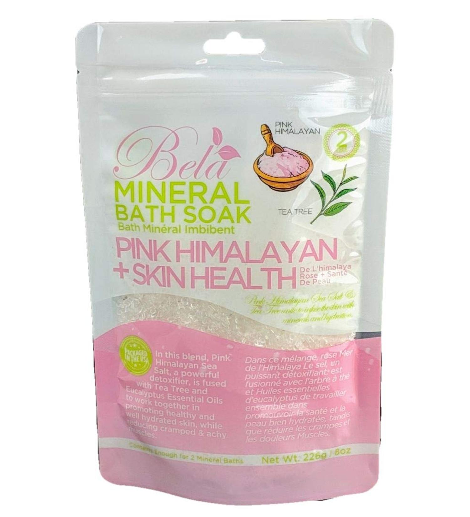 Bela Bath & Beauty  Bela Mineral Bath Soaks  Pink Himalayan Salt + Skin Health  With Essential Oils  8 oz Pouch