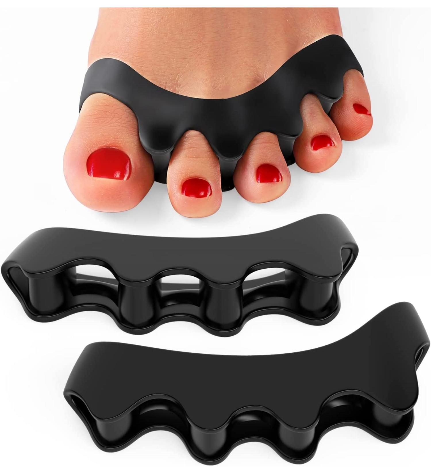 Toe Separator Toe Straightener Bunion Corrector for Women Men Overlapping Toes Toe Spacers for Nighttime Running & Yoga Practice(Black*8)