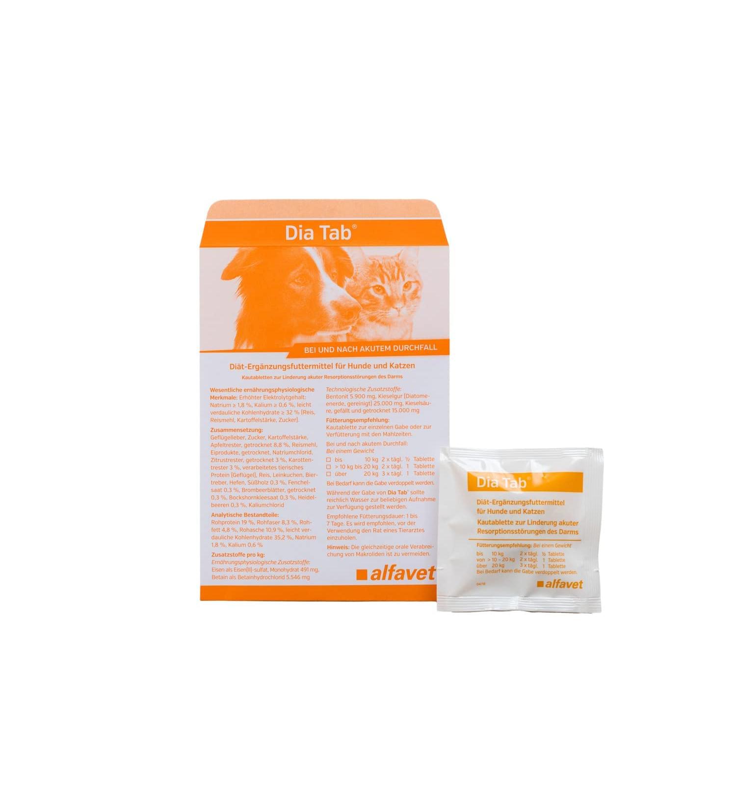Alfavet Dia Tab Chewable Tablets for Diarrhea in Dogs & Cats - 15 x 5.5g Bundle - Fast International Shipping - Buy Online on GoSupps.com