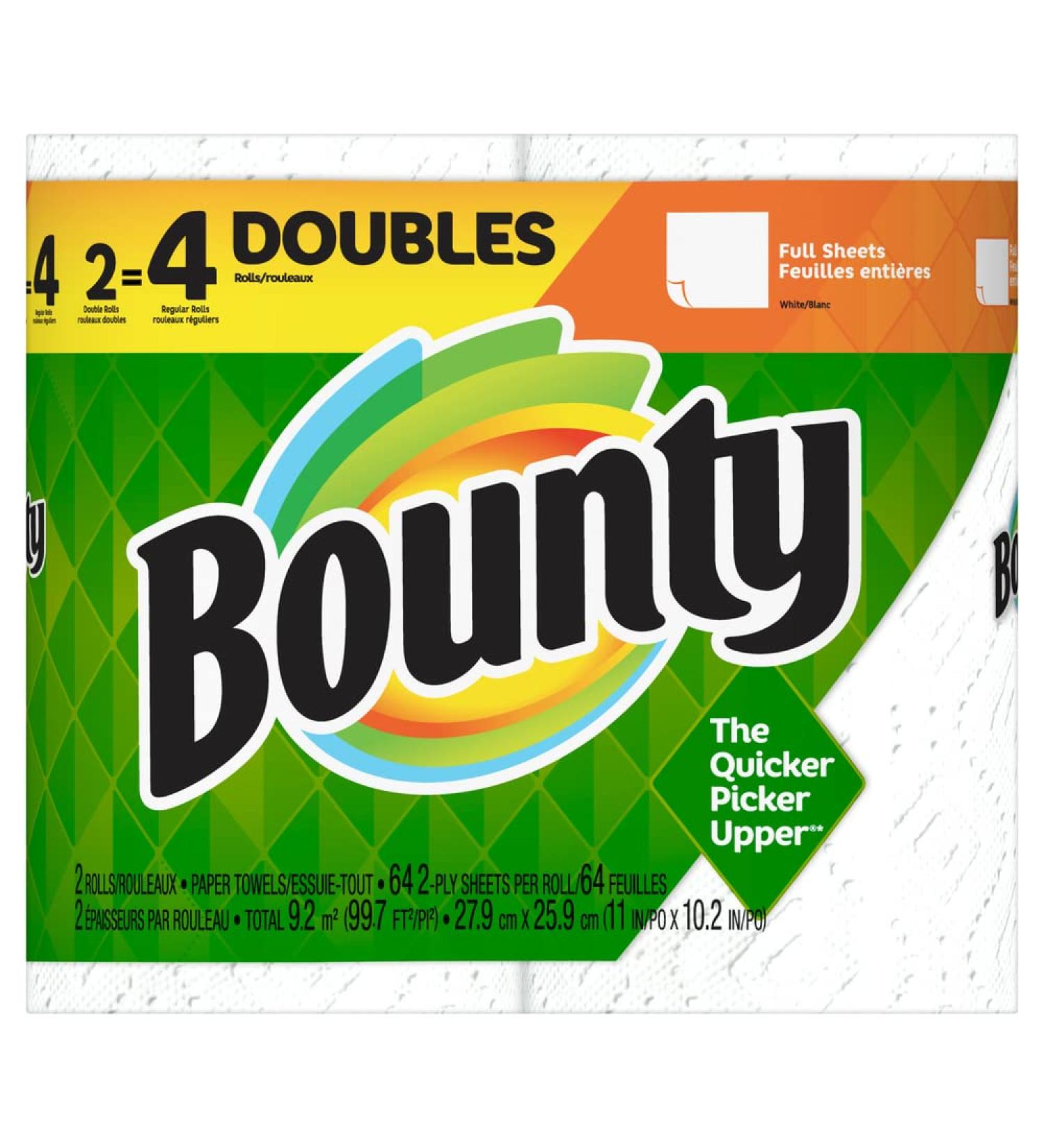 Bounty Select-A-Size White Paper Towels - 2 Double Rolls, 4 Regular Rolls, 64 Count (Pack of 2) - Buy Online on GoSupps.com
