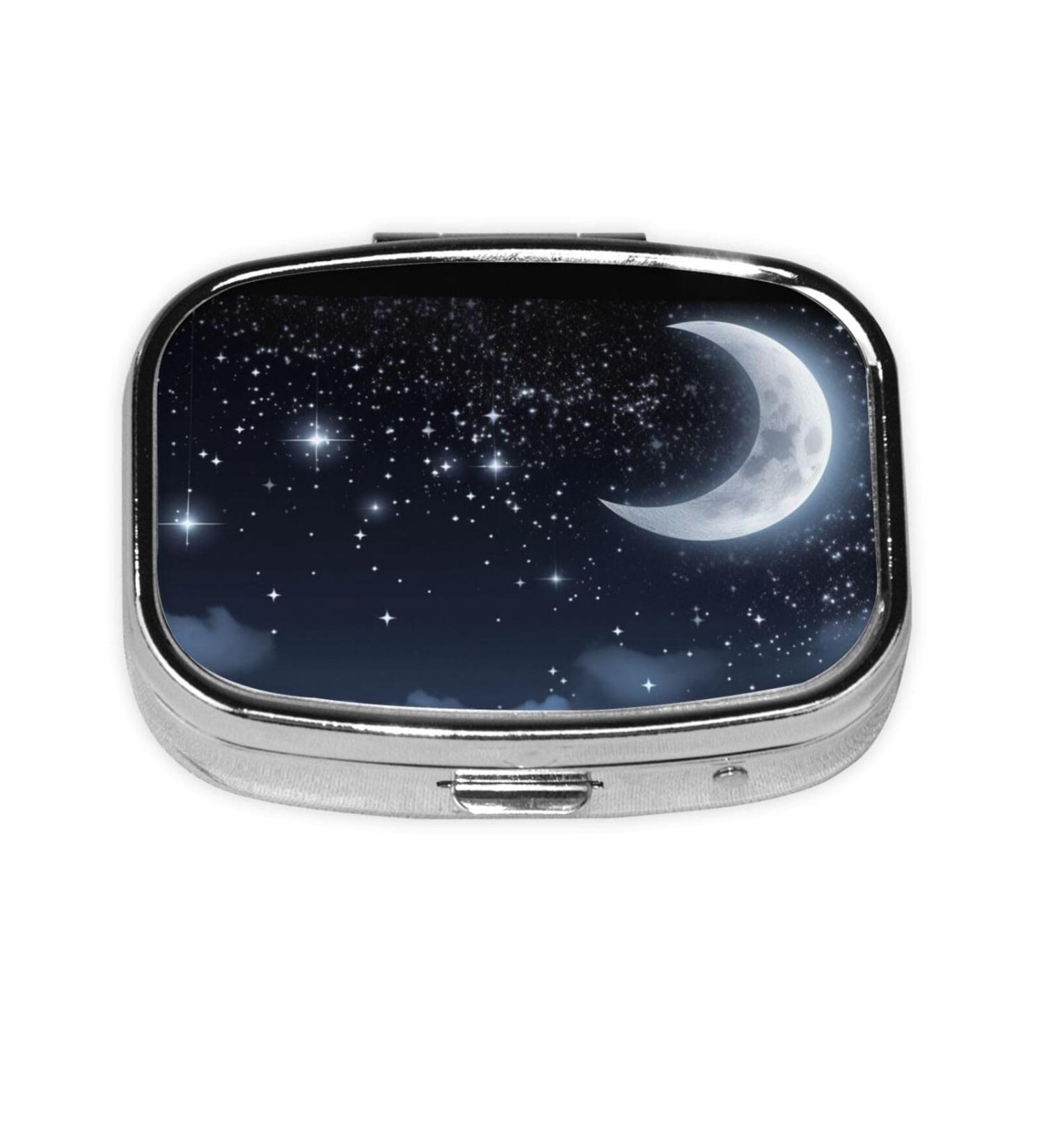 Buy Nightsky Hanging Moon Printed Square Pill Box | Portable Medicine Organizer for Travel - Buy Online on GoSupps.com