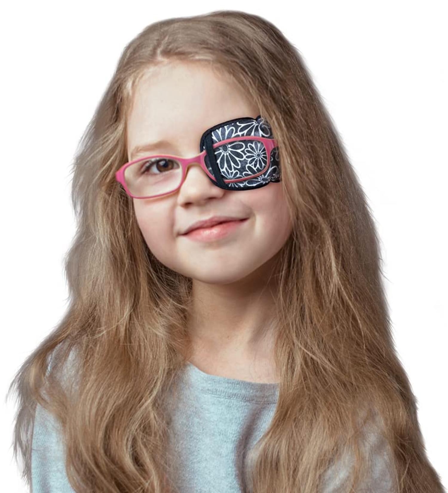Universal Black Flowers Cotton Eye Patch for Kids | Comfortable & Stylish Child Eye Patches - Shop Internationally - Buy Online on GoSupps.com