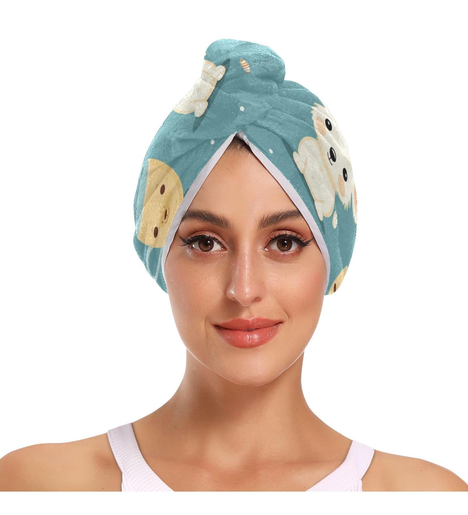 Tea Cup Dog Hair Towel 2 Pack | Super Absorbent Quick Dry Hair Turbans for Women & Girls | Ultimate Hair Drying Solution - Buy Online on GoSupps.com