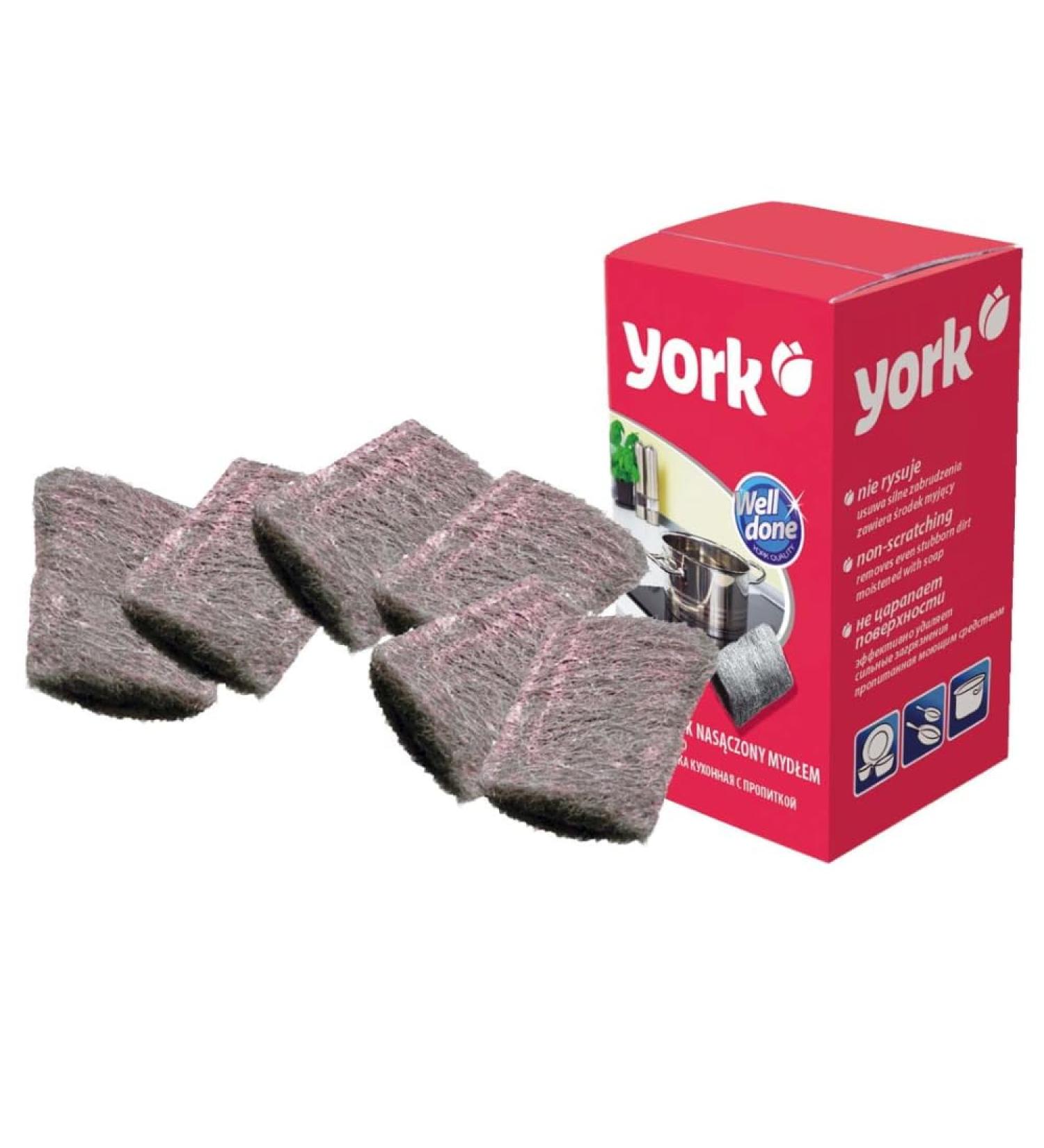 York Steel Sponge Set - High-Performance Stainless Steel Wool for Kitchen Sink Grill & Stubborn Dirt - 6 Extra Fine Pieces - Buy Online on GoSupps.com