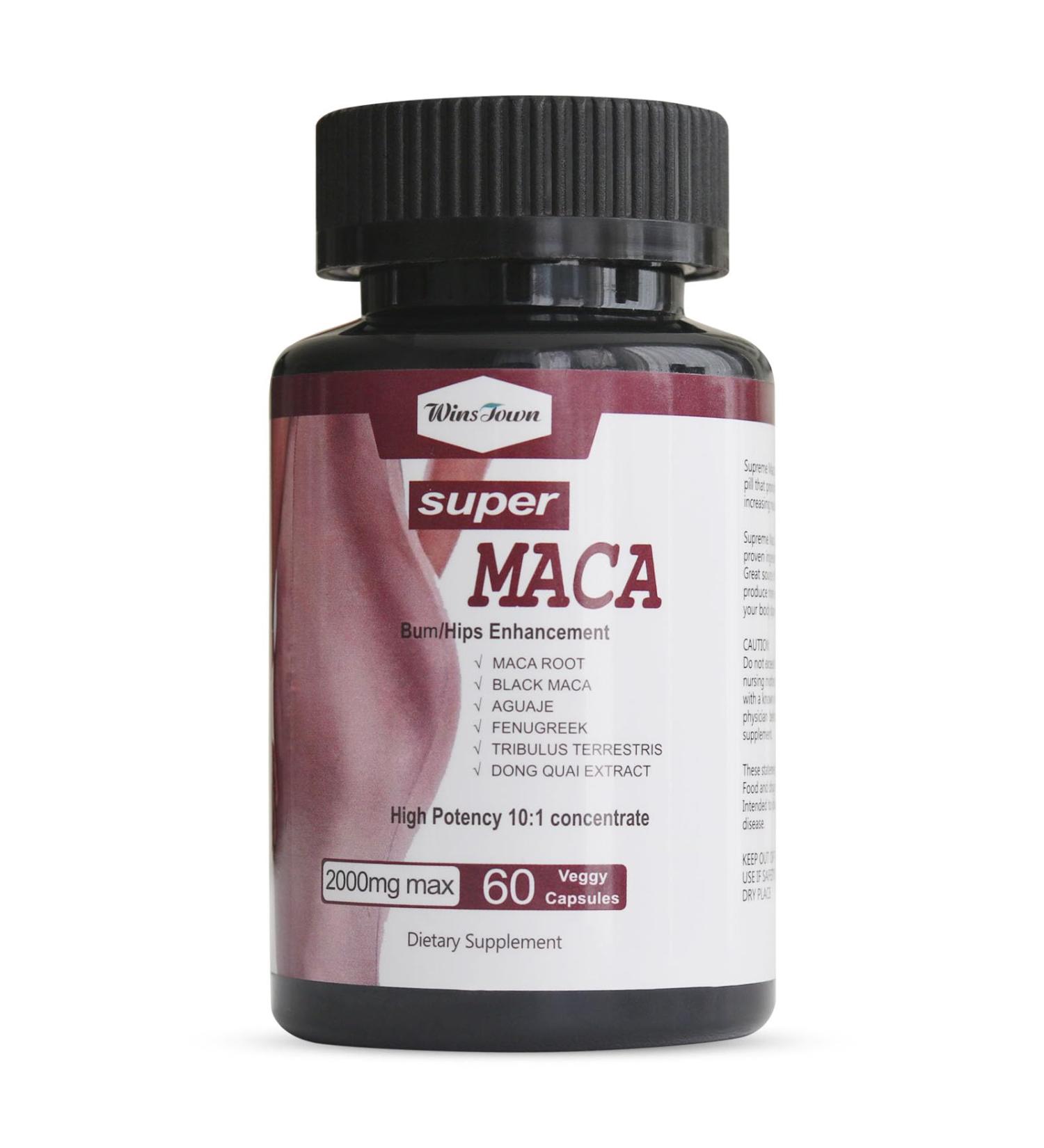 Wins Town Super Maca Capsules Hips Enhancement Herbal Supplements Support Women's Extreme Curve 60 Count - Buy Online on GoSupps.com