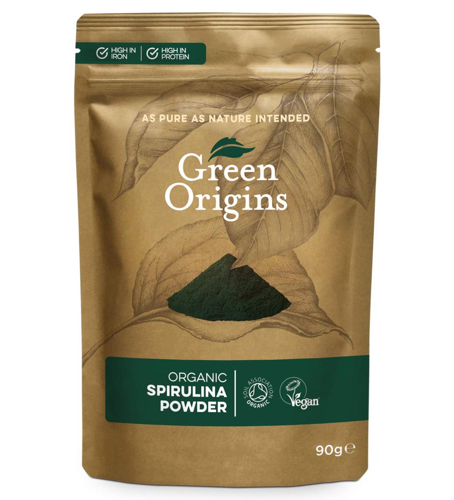 Green Origins Organic Spirulina Powder 90g - Premium Quality Superfood Supplement - Buy Online on GoSupps.com