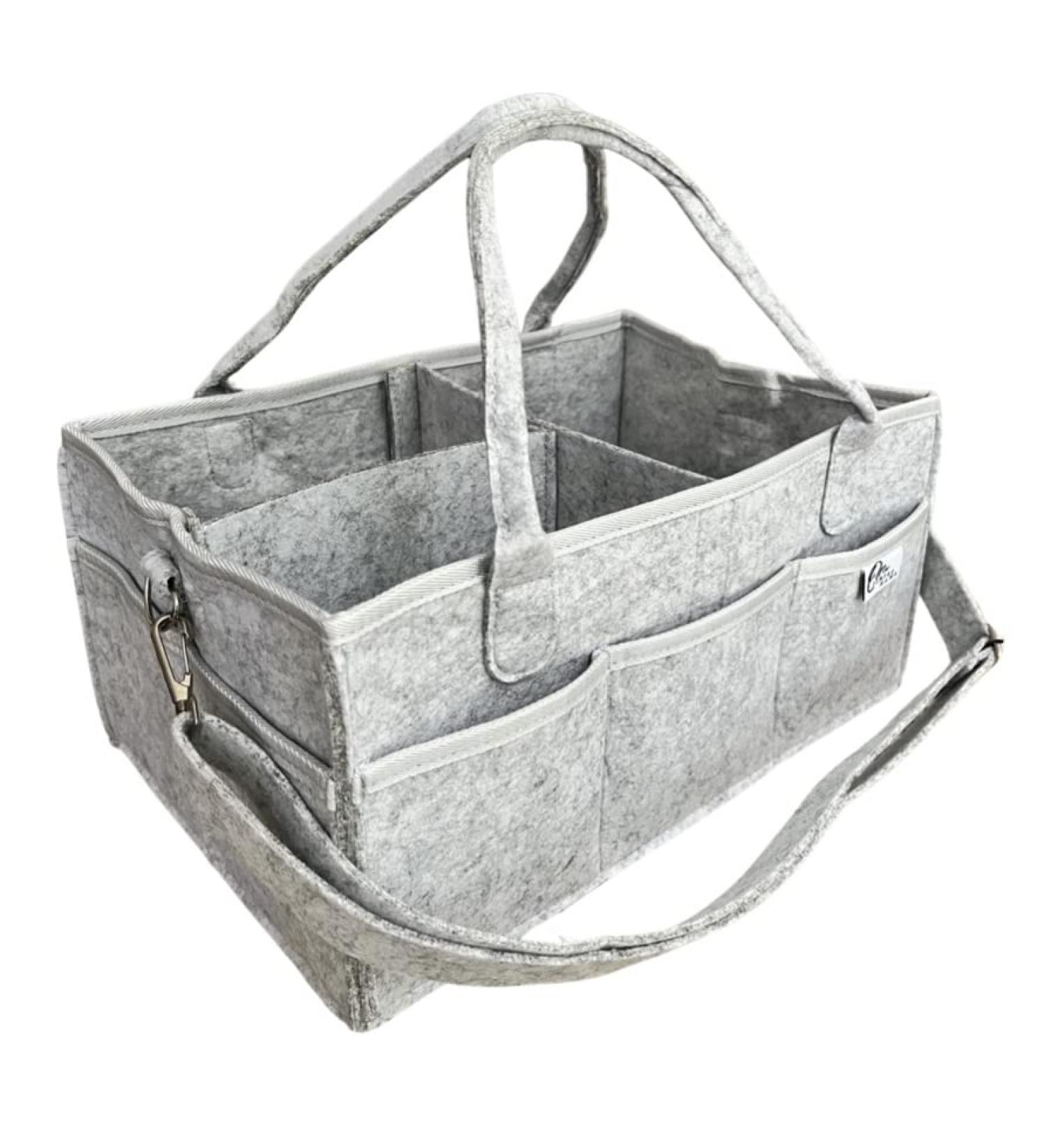 Pump & Diaper Caddy Organizer with Shoulder Strap | Premium Large Nursery Organizer - Grey - Buy Online on GoSupps.com