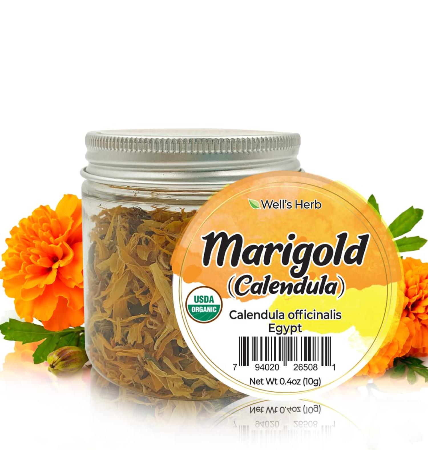 Wells Natural Dried Marigold Herb for DIY Herbal Hair Oil - 0.4oz for Hair Growth Treatment - Buy Online on GoSupps.com