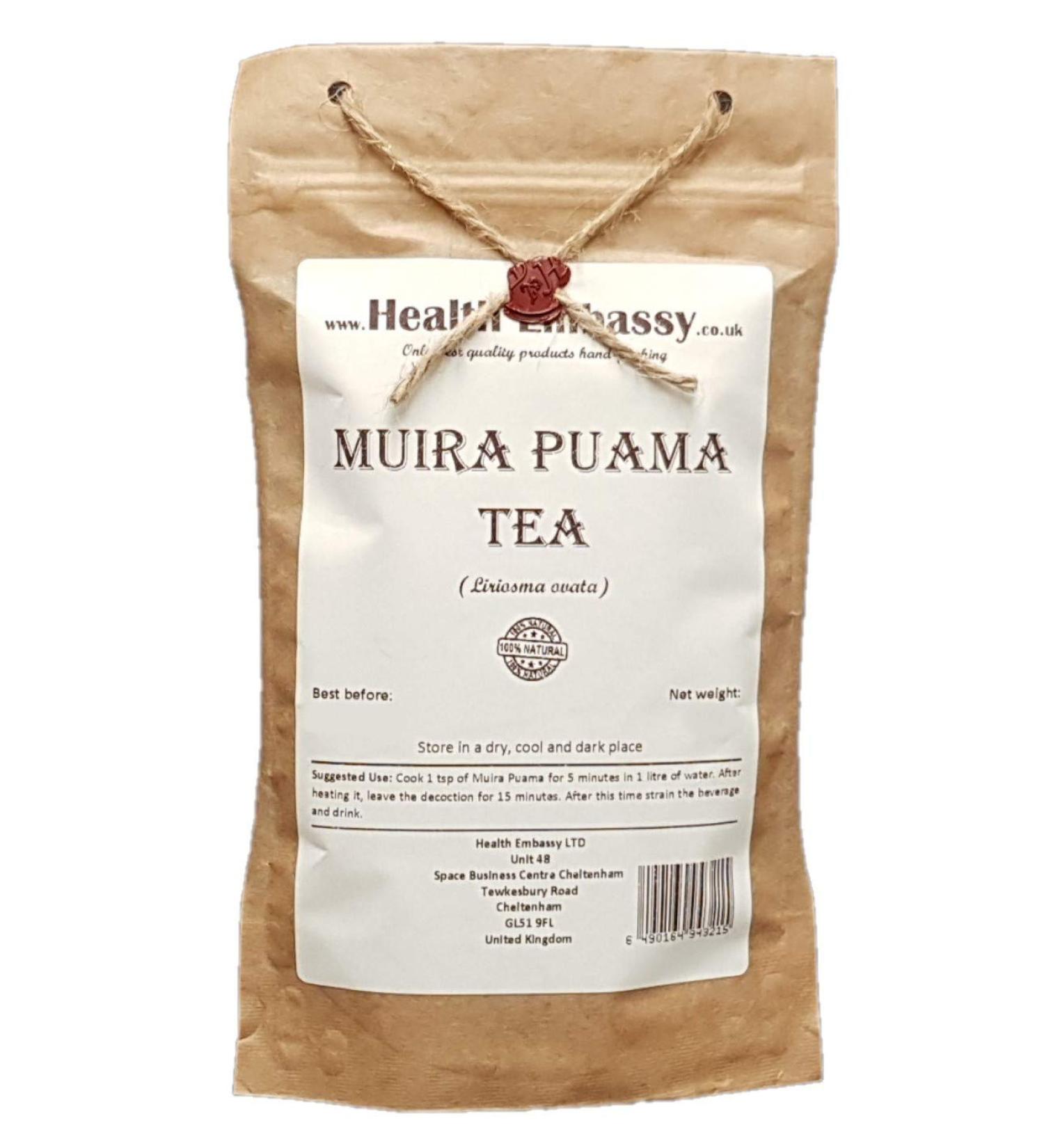 Health Embassy Muira Puama Tea | Ptychopetalum Olacoides | Muira Puama corce Tisane (100g) - Buy Online on GoSupps.com