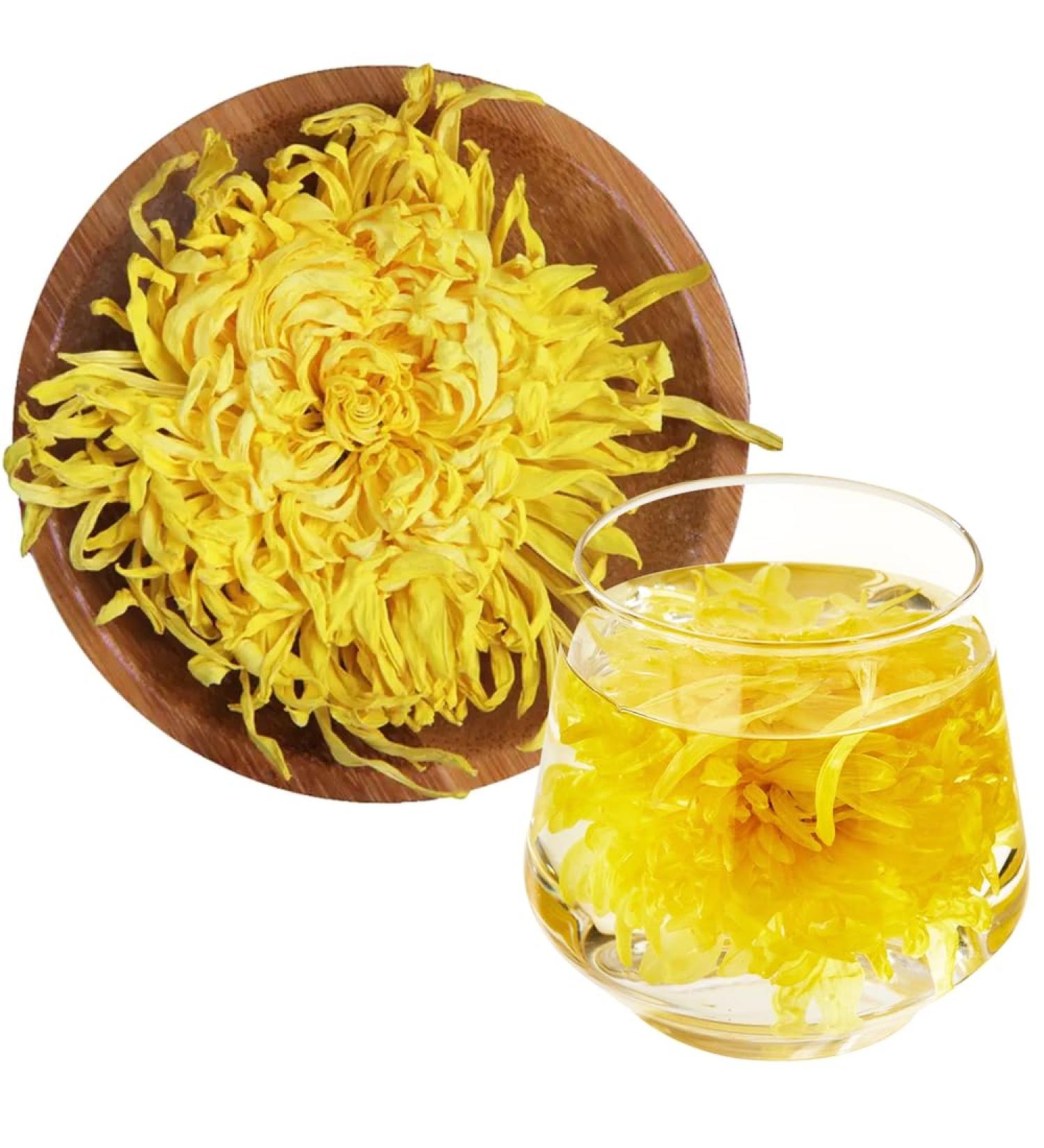 SIJIYUNLI-Golden Chrysanthemum 20g/0.7oz Non caffeinated loose tea floral tea suitable for people with breath clearing internal heat White Chrysanthemum Flower Tea Flower Tea - Buy Online on GoSupps.com