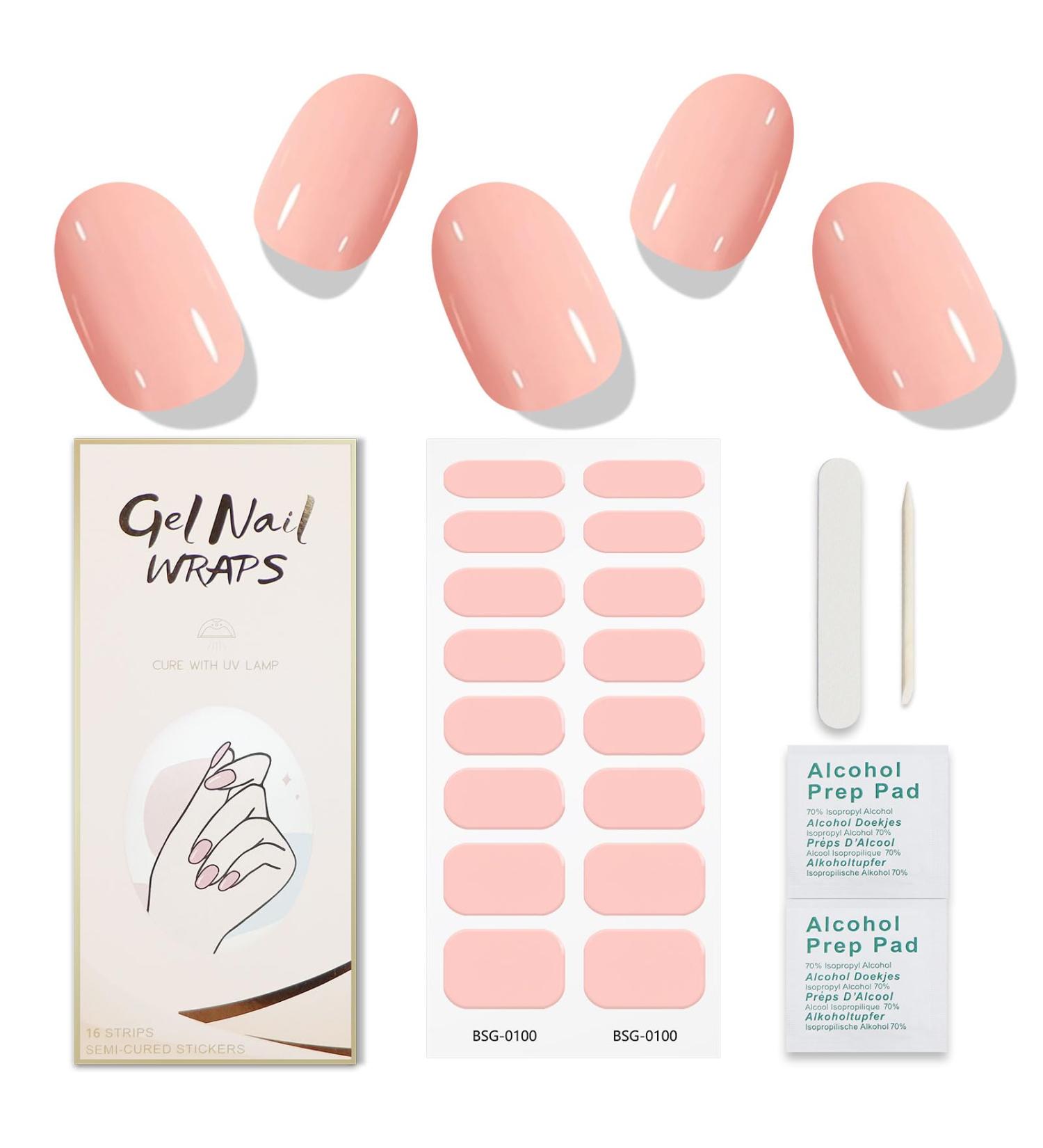 JMEOWIO Semi Cured Gel Nail Strips Cream Orange Pink Gel Nail Stickers Nail Supplies Nail Art Design Decoration Accessories - Buy Online on GoSupps.com