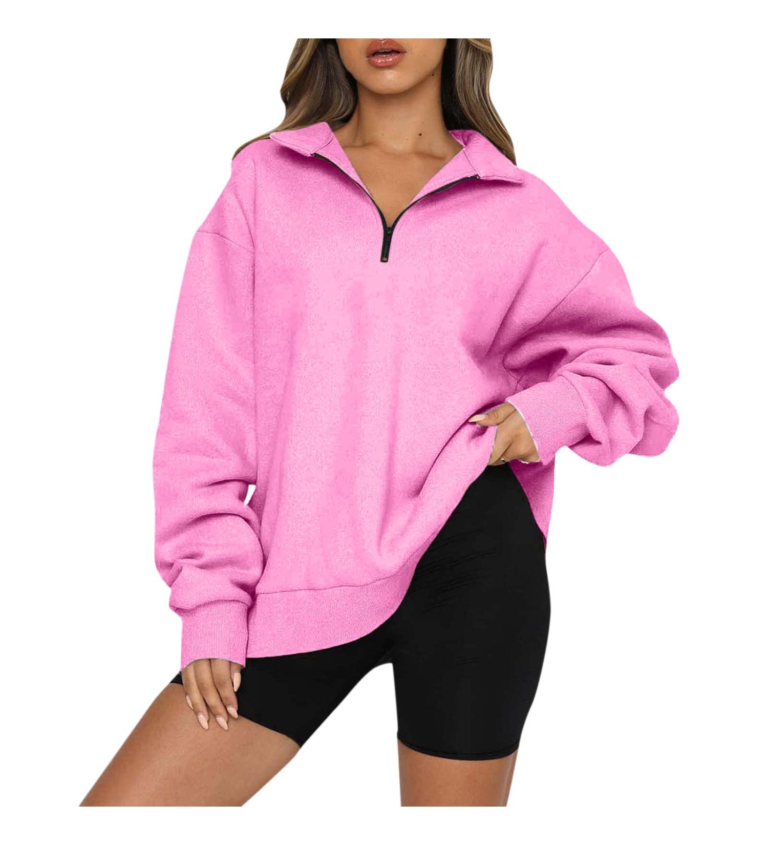 Trendy Vintage Oversized Sweatshirt for Women | Half Zip Up Pullover Sweater | Fall Fashion | X-Large - Buy Online on GoSupps.com