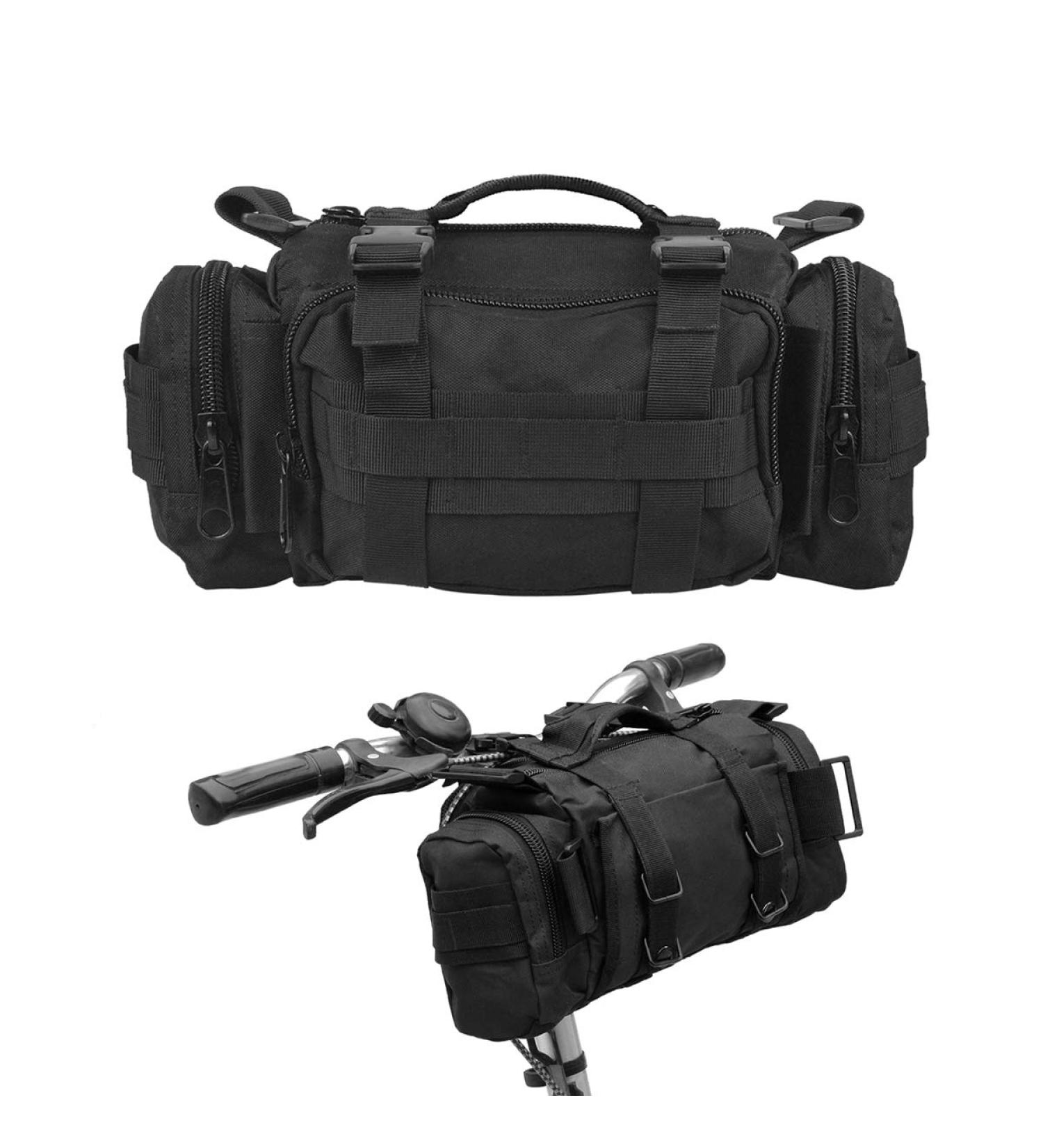 BraveHawk OUTDOORS Bike Handlebar Bag - Water Resistant 900D Nylon Oxford Waist Bag for Cycling - Black Medium - Buy Online on GoSupps.com