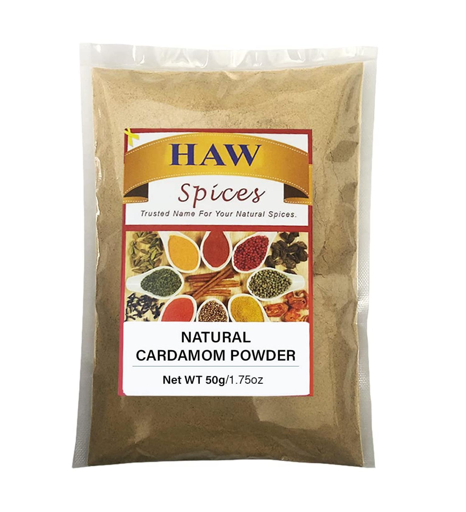 HAW Green Cardamom Powder 1.7oz | Ground Elaichi Spice for Food | Fresh & Natural Aroma | Digestion Aid - Buy Online on GoSupps.com