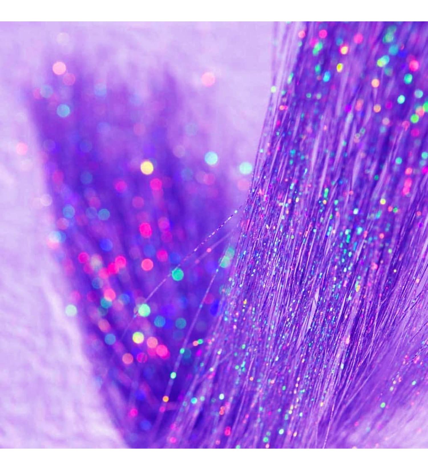 Holographic Purple Hair Tinsel Extensions - 250 Strands | Glitter Synthetic Tinsel for Women & Girls Hair Decoration - Buy Online on GoSupps.com