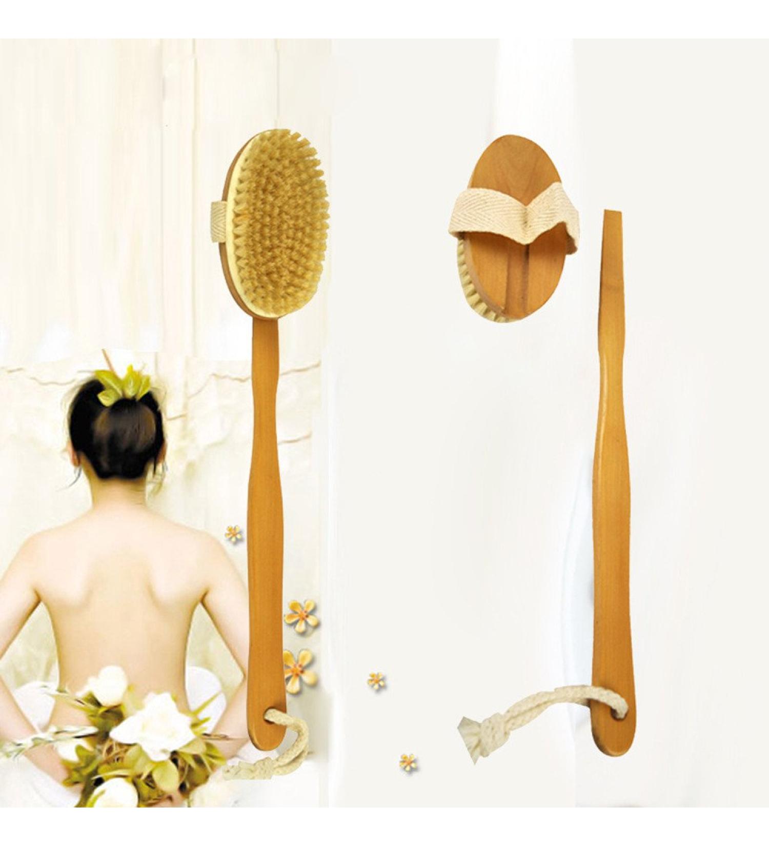Premium Bathing Brush - Dual Soft & Stiff Bristles for Cellulite Massage & Skin Exfoliation | Improve Blood Circulation | Ideal for Body Care - Buy Online on GoSupps.com