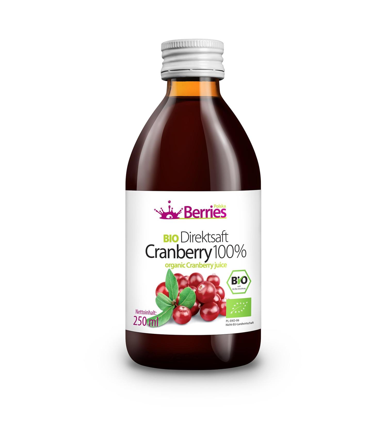 Polska Organic Cranberry Juice 250ml - Cold-Pressed Vegan No Added Sugar or Preservatives - Buy Online on GoSupps.com