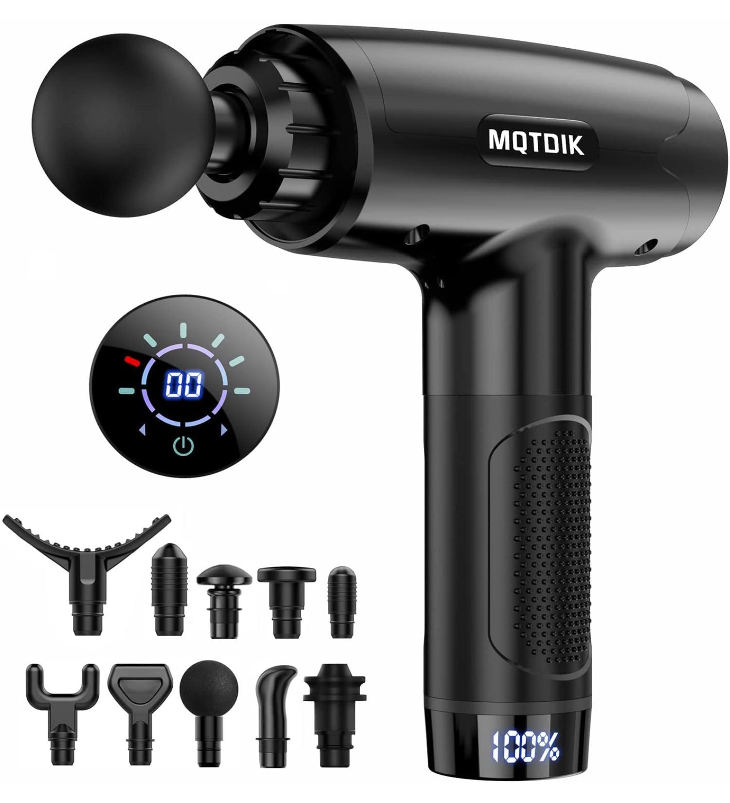 Deep Tissue Massage Gun for Athletes - 30 Speeds, 10 Heads, Portable Electric Massager for Neck & Back - Black - Buy Online on GoSupps.com