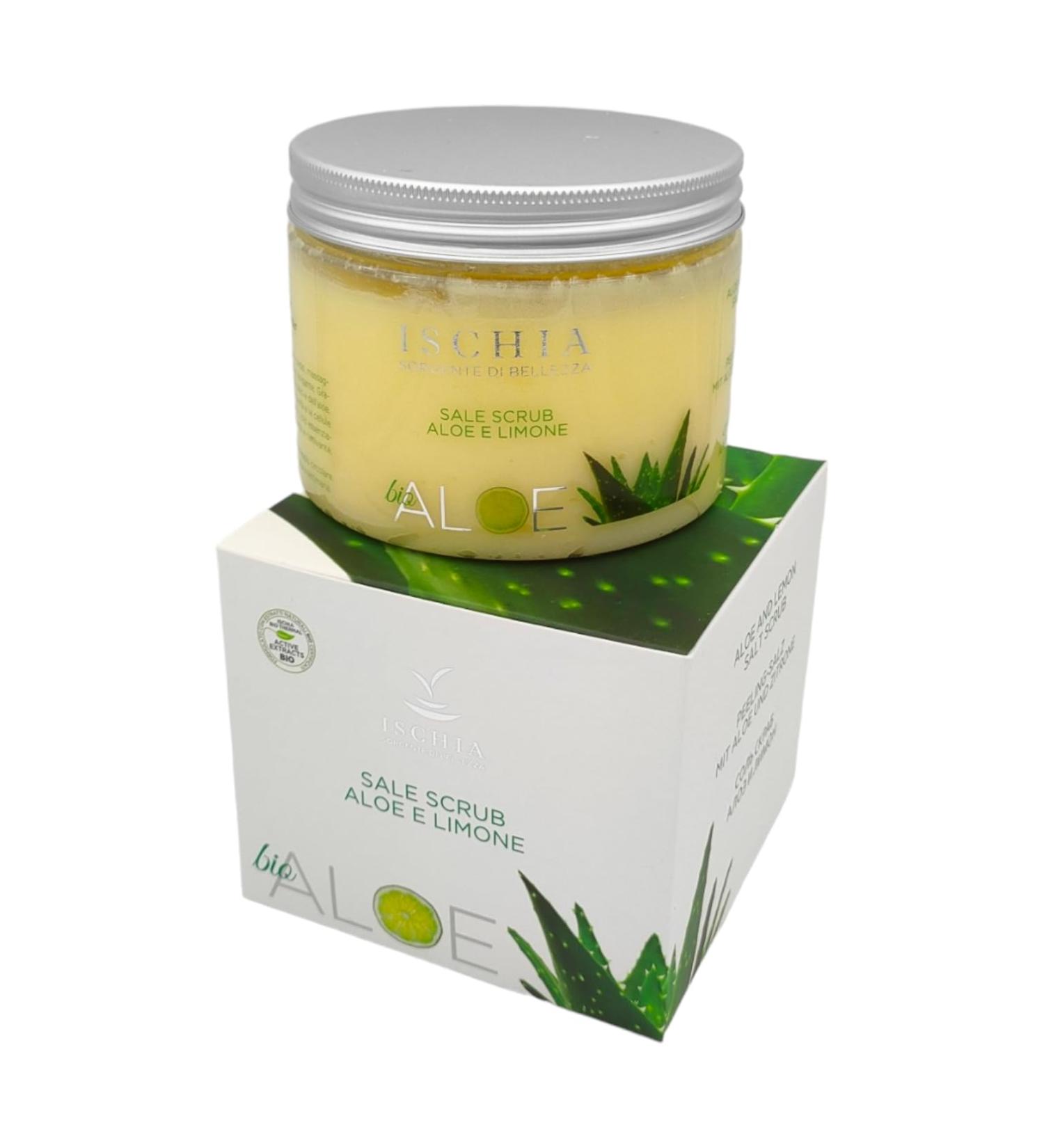 Ischia Sorgente di Bellezza ISB - Aloe and Lemon Scrub Salt "Organic Aloe" 500 ml with Organic Aloe Vera and Thermal Water from the island of Ischia