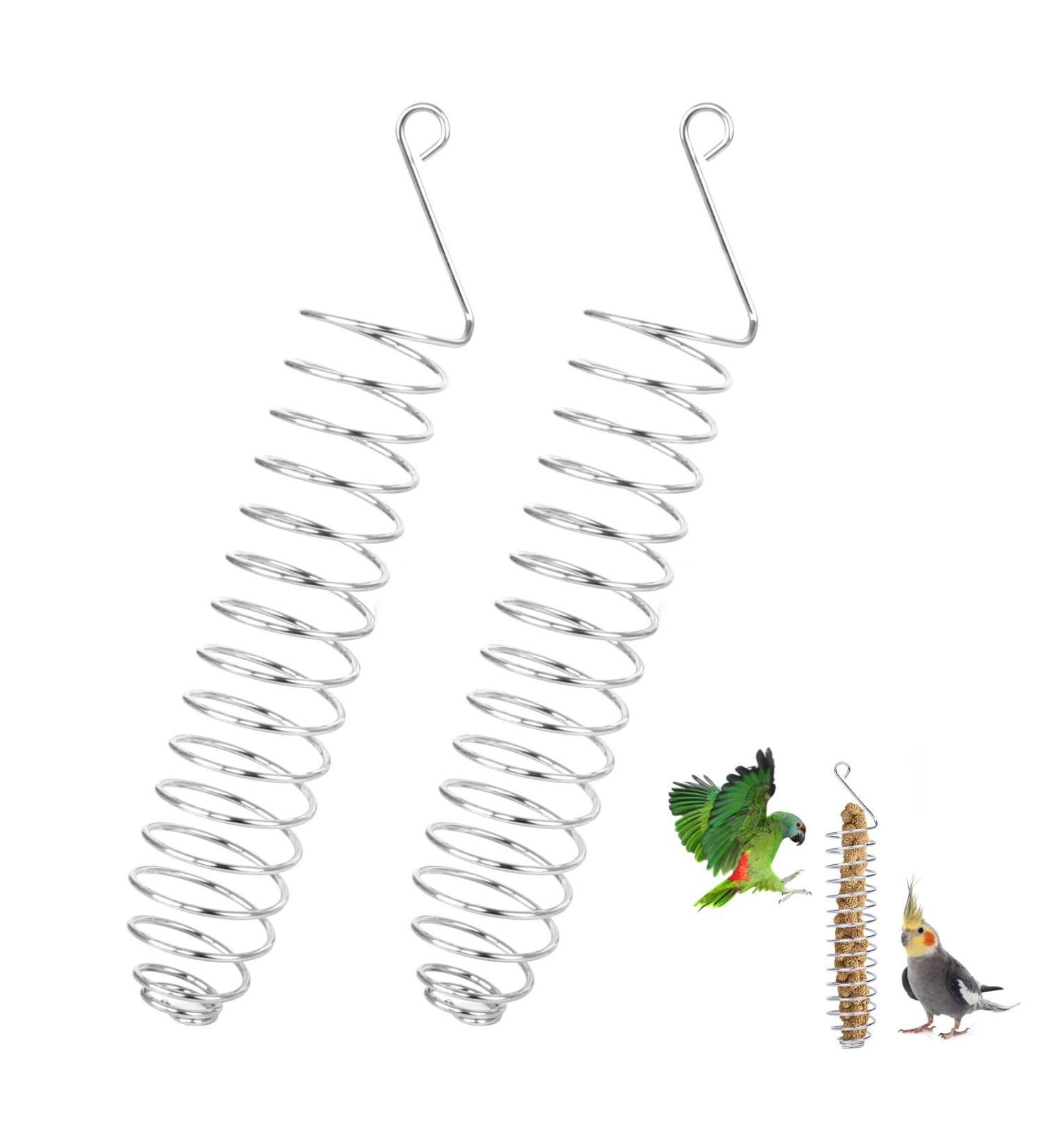 2PCS Parrot Basket Bird Foraging Toy Parrot Feeder Stainless Steel Feeding Bird Cage Device for Wheat Ears Fruits Vegetables Bread Meat Feeding(26.5 4.5cm Silver) Chargeur en spirale - Buy Online on GoSupps.com