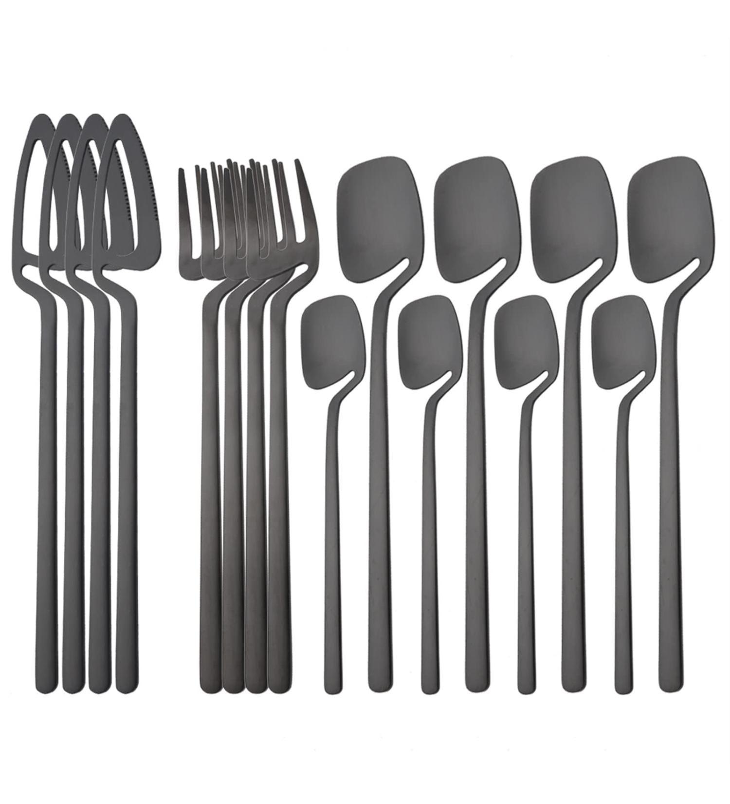 Flatware Sets 16Pcs Black Matte Cutlery Set 304 Stainless Steel Dinnerware Western Knife Fork Spoon Dinner Set Kitchen Flatware Tableware Set (Color : Black) - Buy Online on GoSupps.com