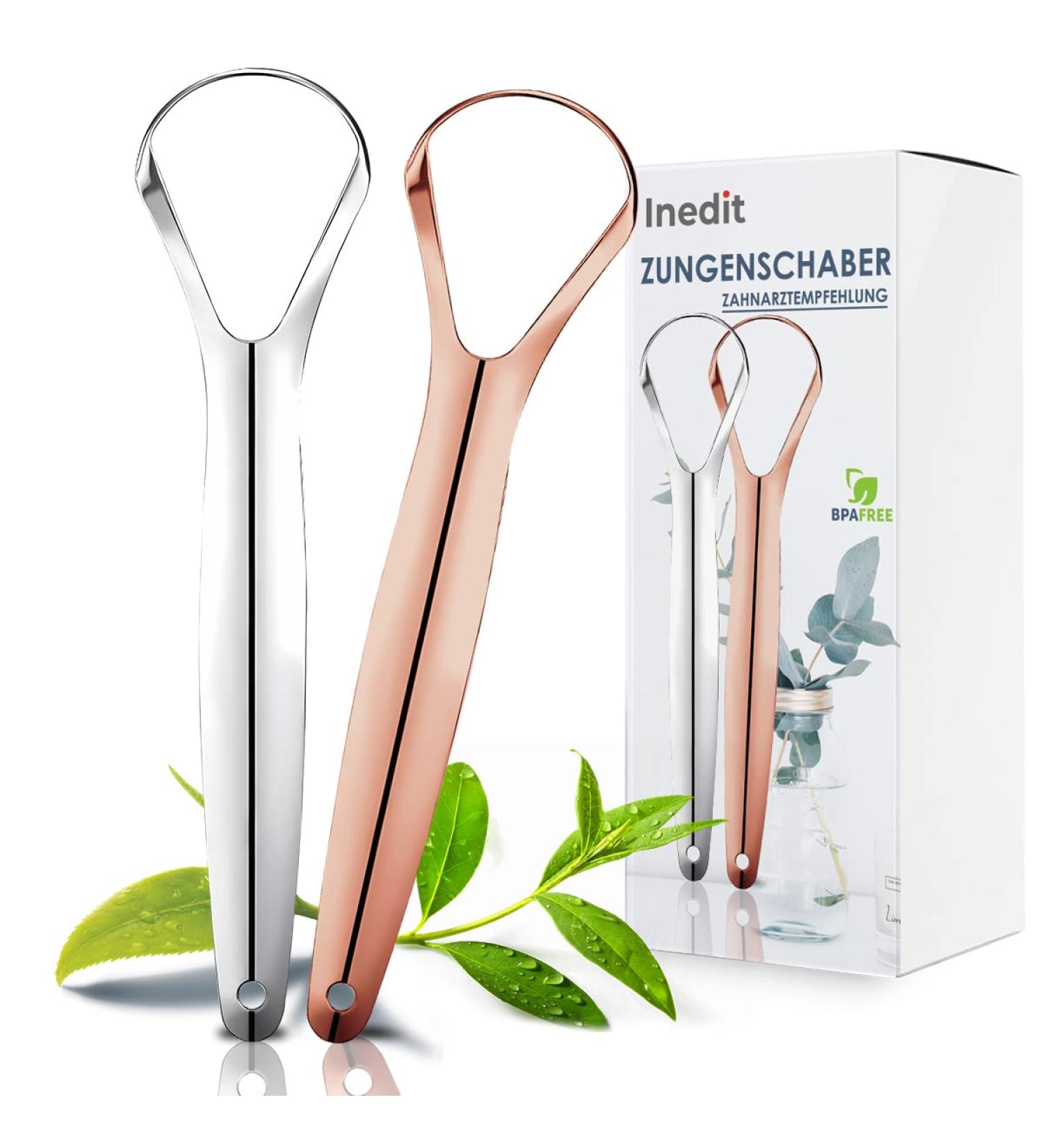 Stainless Steel Tongue Cleaner Set - 2 Durable Tongue Scrapers for Fresh Breath - High-Quality Tongue Brush for Adults - Buy Online on GoSupps.com