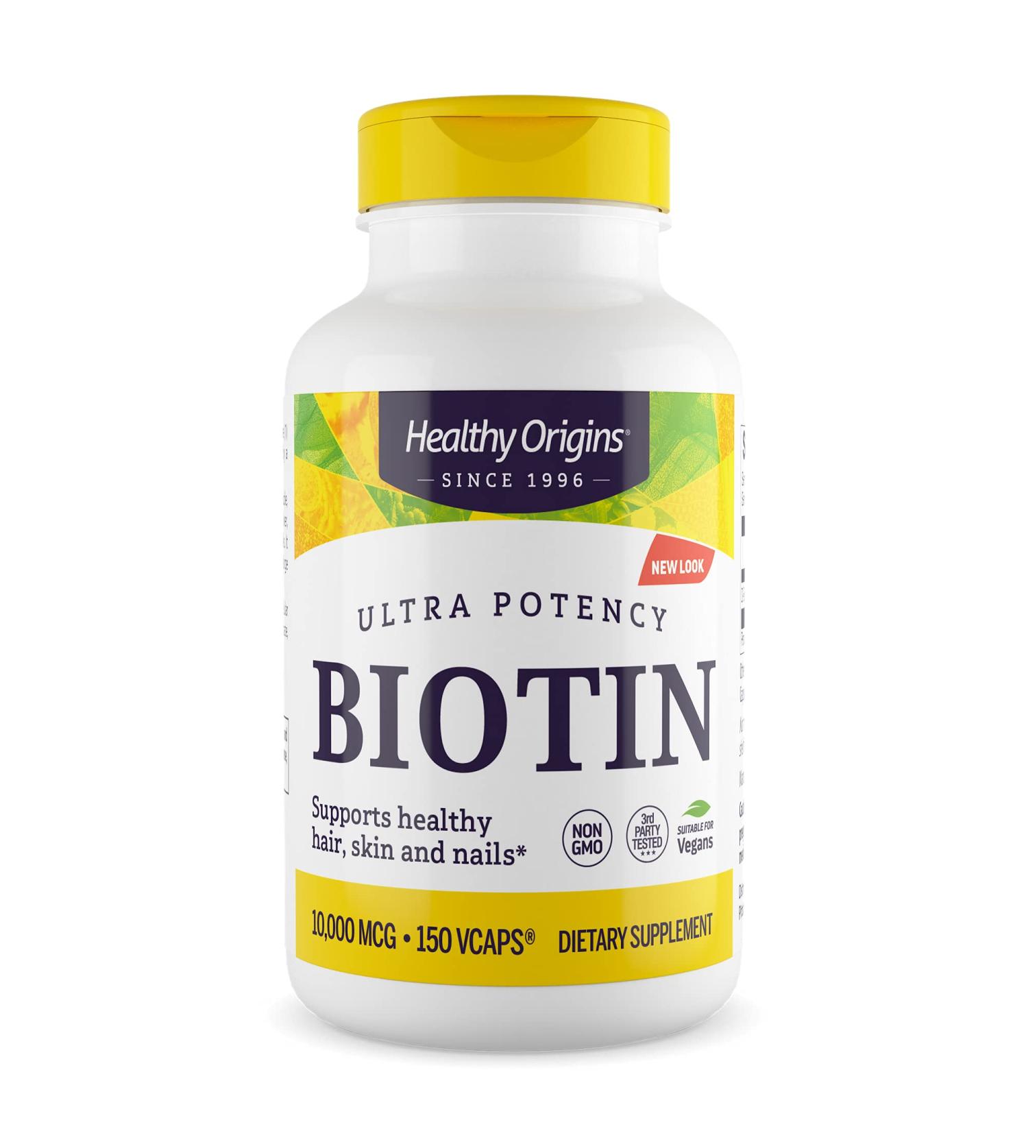 Healthy Origins Biotin 10,000 Mcg Vcaps - 150 Count | Boost Hair, Skin & Nails - Buy Online on GoSupps.com