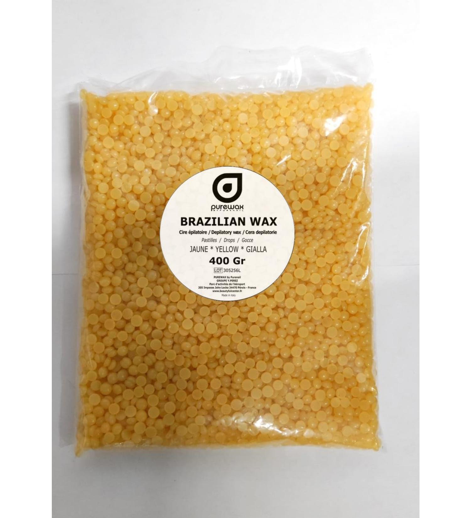 PureWax Brazilian wax yellow premium for strip -free and pain -free hair removal new creamy and highly elastic formula 400 g