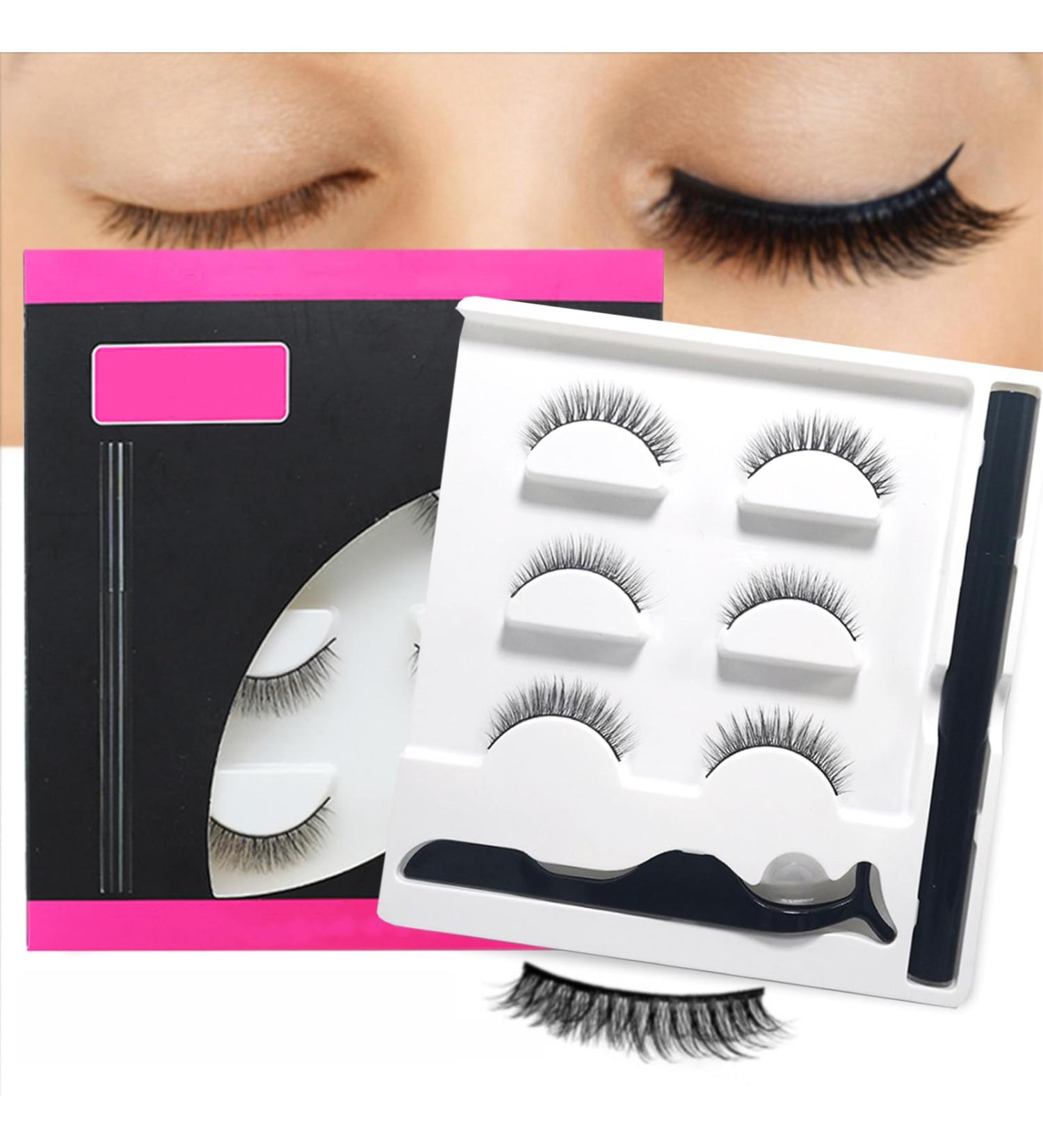 Buy Reusable Waterproof Self Adhesive Eyelashes - No Glue Easy Wear Naturally Thick Styles - Buy Online on GoSupps.com