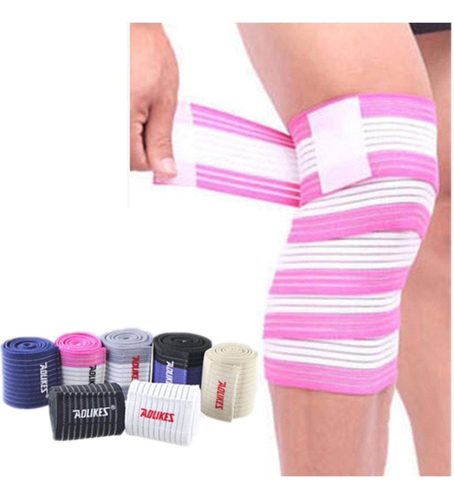Elastic Breathable Knee Compression Bandage Wrap Support | Knee Brace for Men & Women - Ideal for Bodybuilding Weightlifting & Crossfit (White/Rose - Buy Online on GoSupps.com