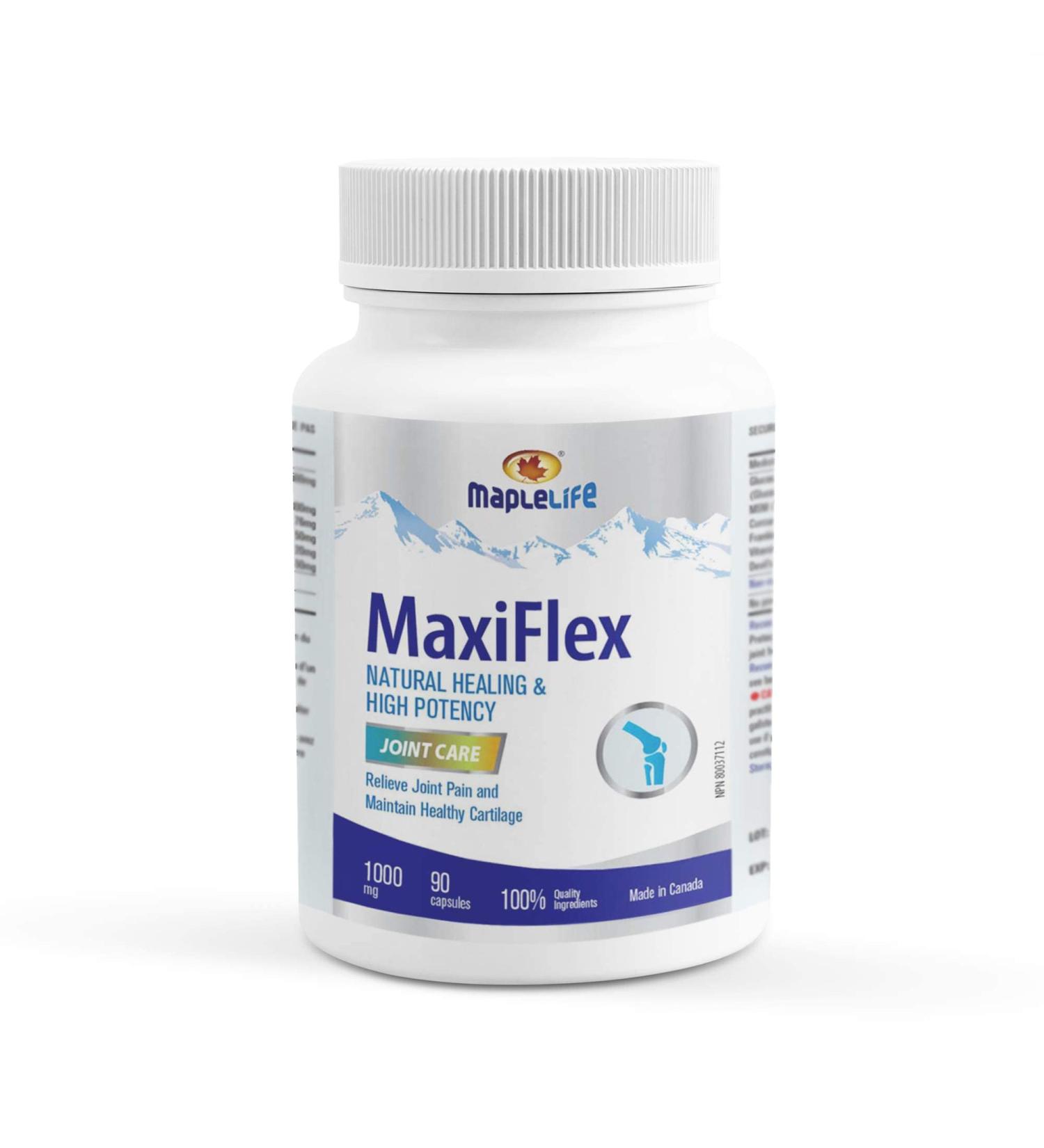 MapleLife Nutrition - MaxiFlex - Joint Care Supplement with Glucosamine Sulfate MSM Turmeric Curcumin and Boswellia - Joint Pain Relief - Anti Inflammatory - Maintain Cartilage - Natural Healing & High Potency - 1000 mg - 90 Capsules - Buy Online on GoSupps.com