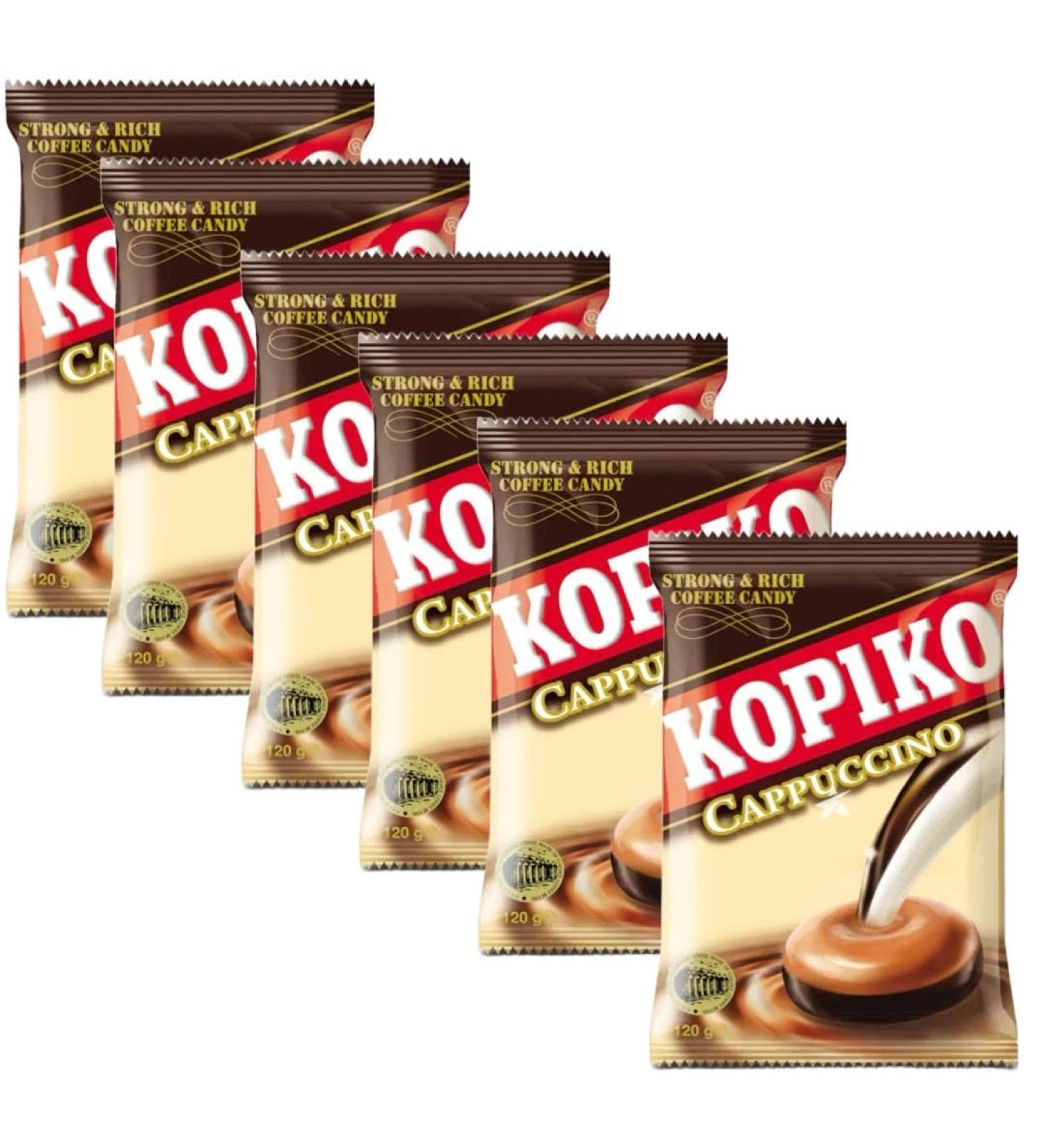 Kopiko Coffee Hard Candy Snacks - Cappuccino Flavours 120g (Pack of 6) - Cappuccino x 6 - Buy Online on GoSupps.com