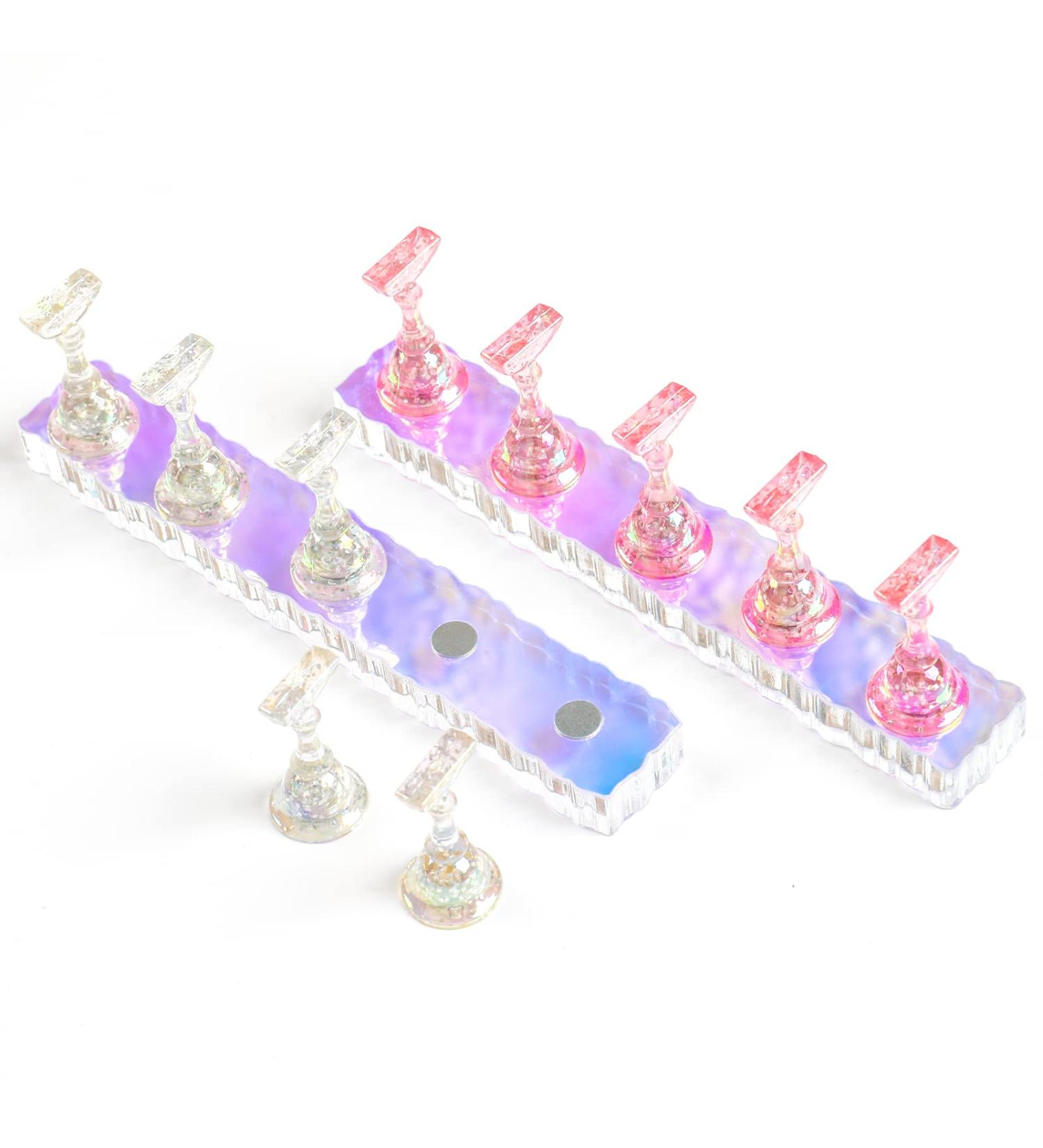 BQAN 2 Set Aurora Acrylic Nail Stand for Press On Nails Display | Includes 96 Pcs Reusable Adhesive Putty | Nail Holder for Painting, Training, and Display - Buy Online on GoSupps.com