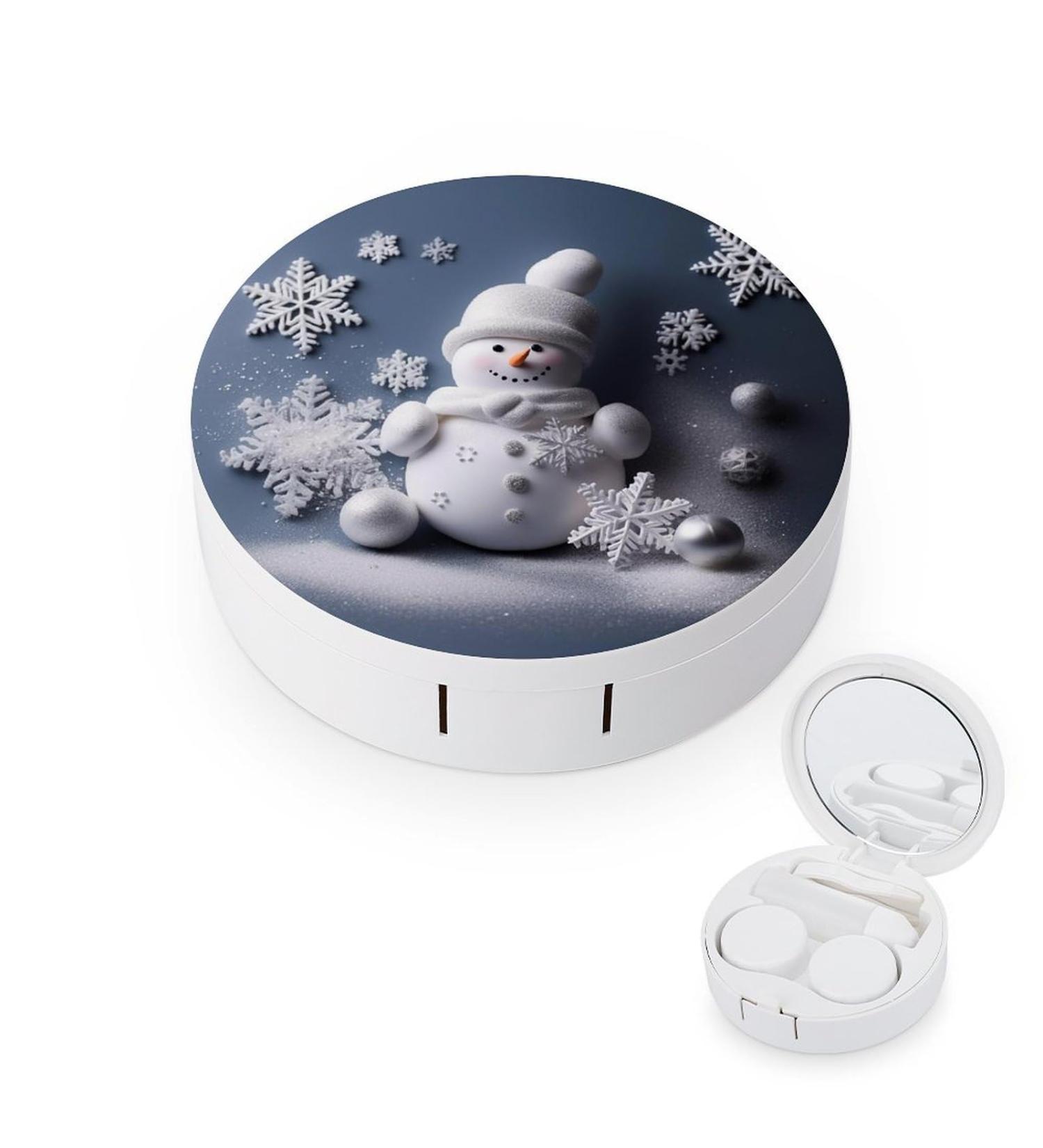 Snowman Contact Lens Case with Stars & Snowflakes - Portable Travel Storage Box - Buy Online on GoSupps.com