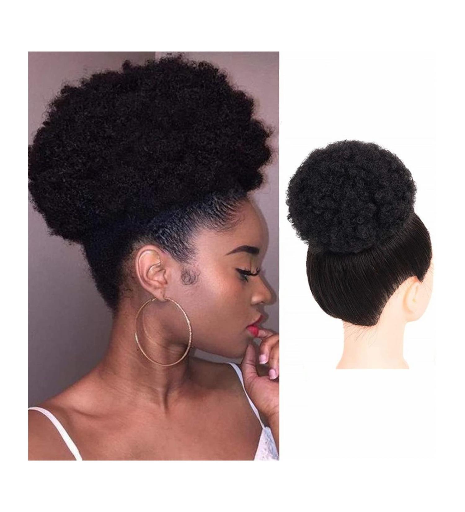 Hair Bun Hairpiece for Women Brazilian Updo Afro Puff Human Hair Bun Chignon Hairpiece Short Drawstring Ponytail Kinky Curly Clip in Non-Remy Hair Ponytail Extensions Hair Chignons(6inch) - Buy Online on GoSupps.com
