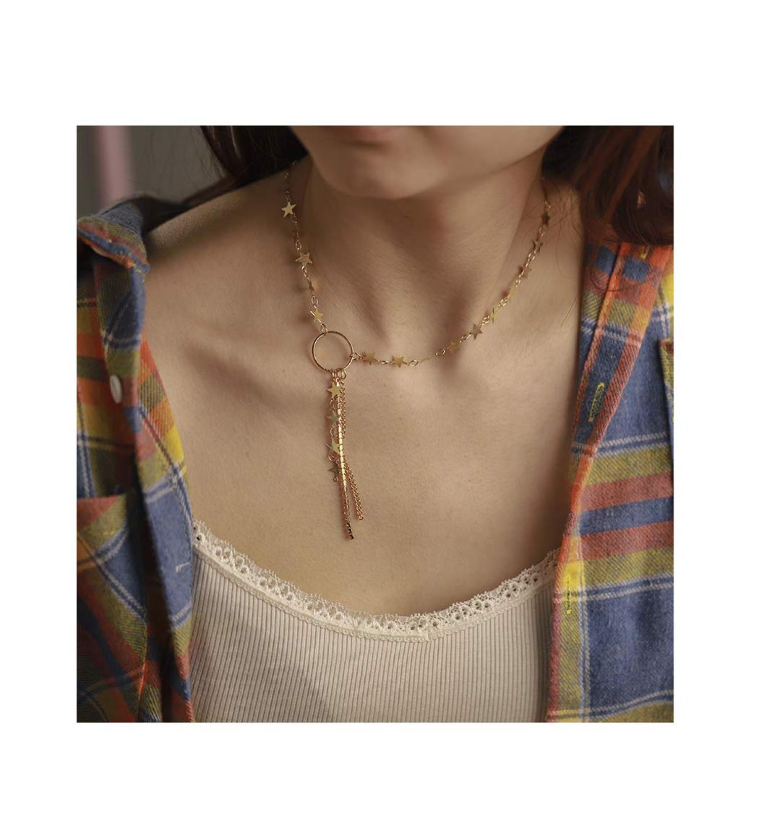 Edary Boho Star Necklace | Gold Tassel Jewelry for Women - Trendy Accessories for Stylish Looks - Buy Online on GoSupps.com