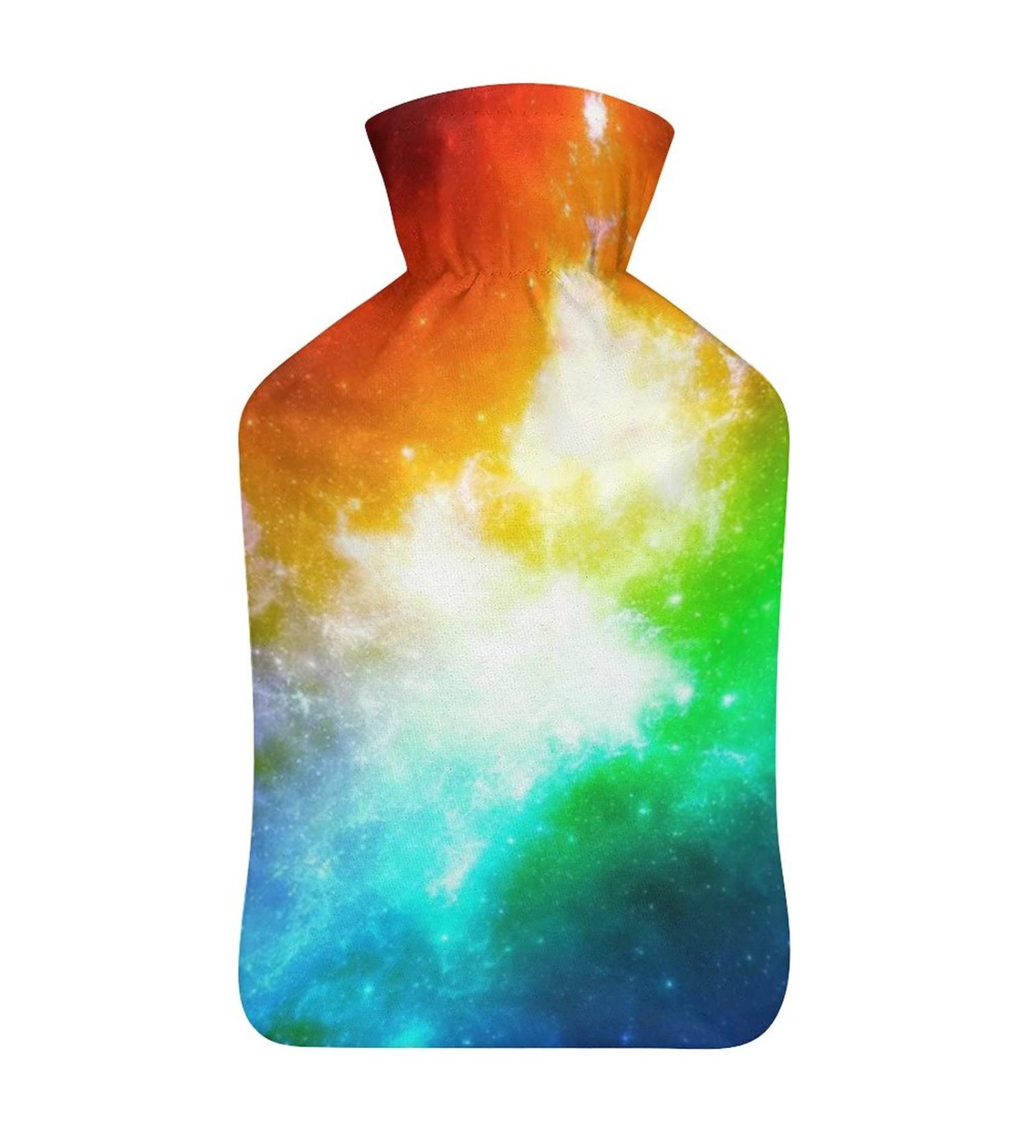 Color Galaxy Hot Water Bottle with Plush Cover - Hand Warmer for Adults & Children | 26.5x15.3cm | International Shipping - Buy Online on GoSupps.com