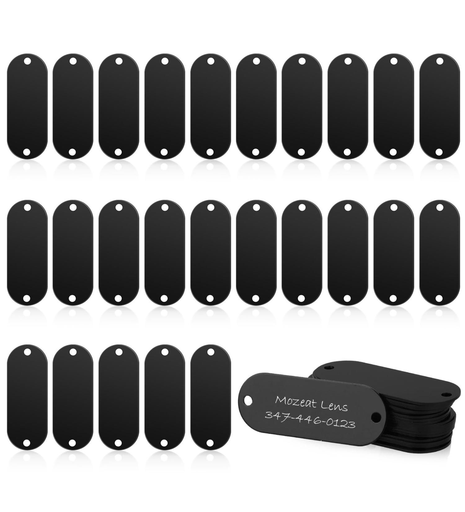 Aluminum Engraving Blanks 25 Pieces Black Metal Stamping Blanks Rectangle Laser Engraving Tags with 2 Holes for Jewelry Tags Pet Id Tags Military Dog Tags DIY Leather Art Craft Projects - Buy Online on GoSupps.com