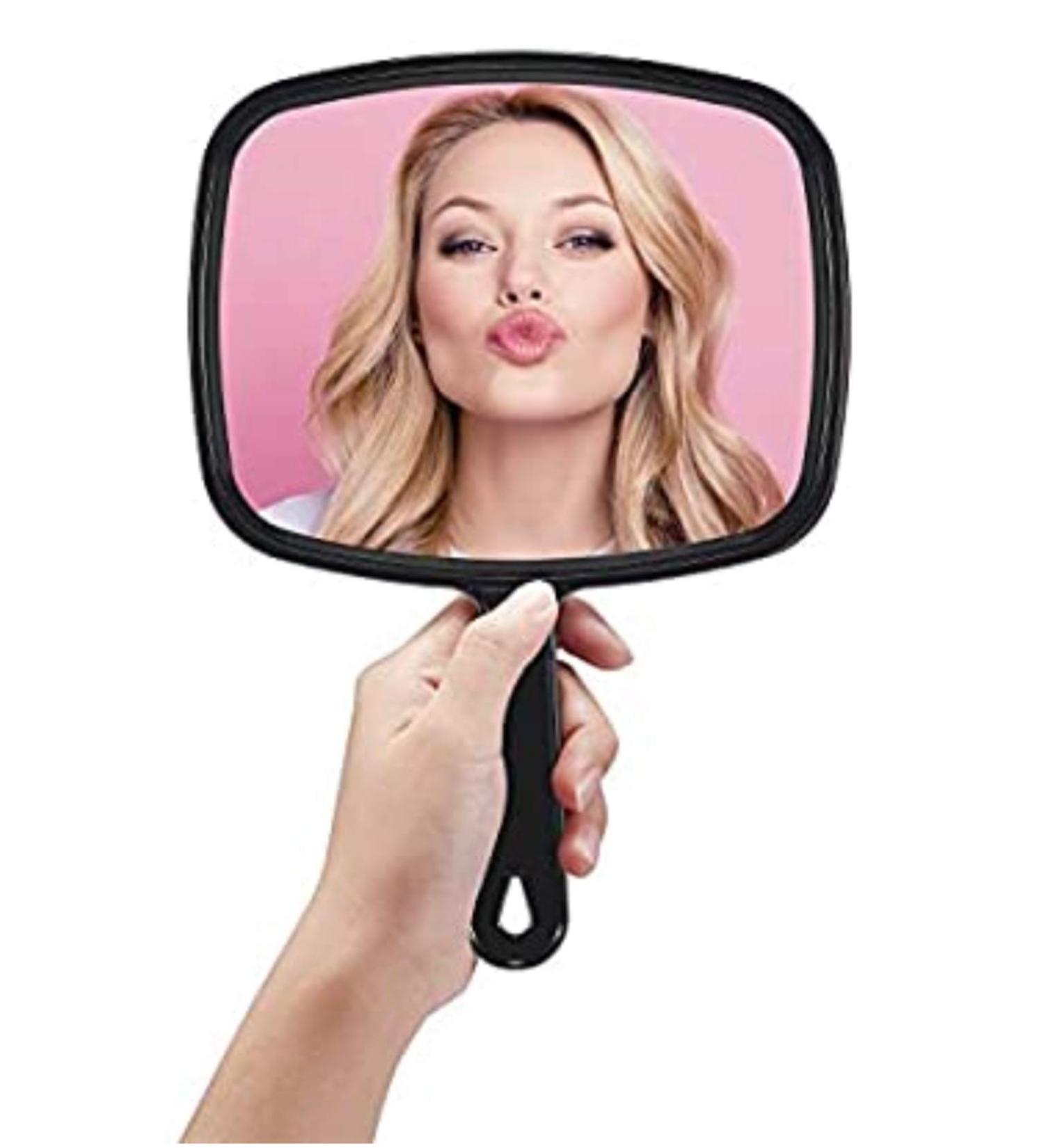 Lurrose Hand Held Mirror - Salon Barber Paddle Mirror with Handle (Black) - Buy Online on GoSupps.com