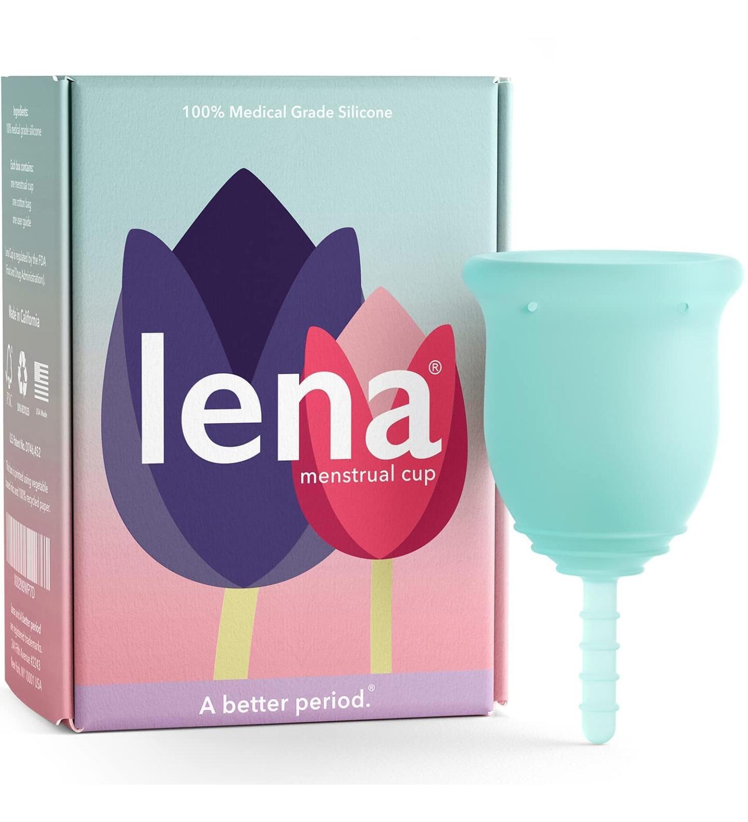 Lena Menstrual Cup - Reusable Period Soft Cup for Teens & Adults | Light to Heavy Flow | Feminine Hygiene (Turquoise Small) - Buy Online on GoSupps.com