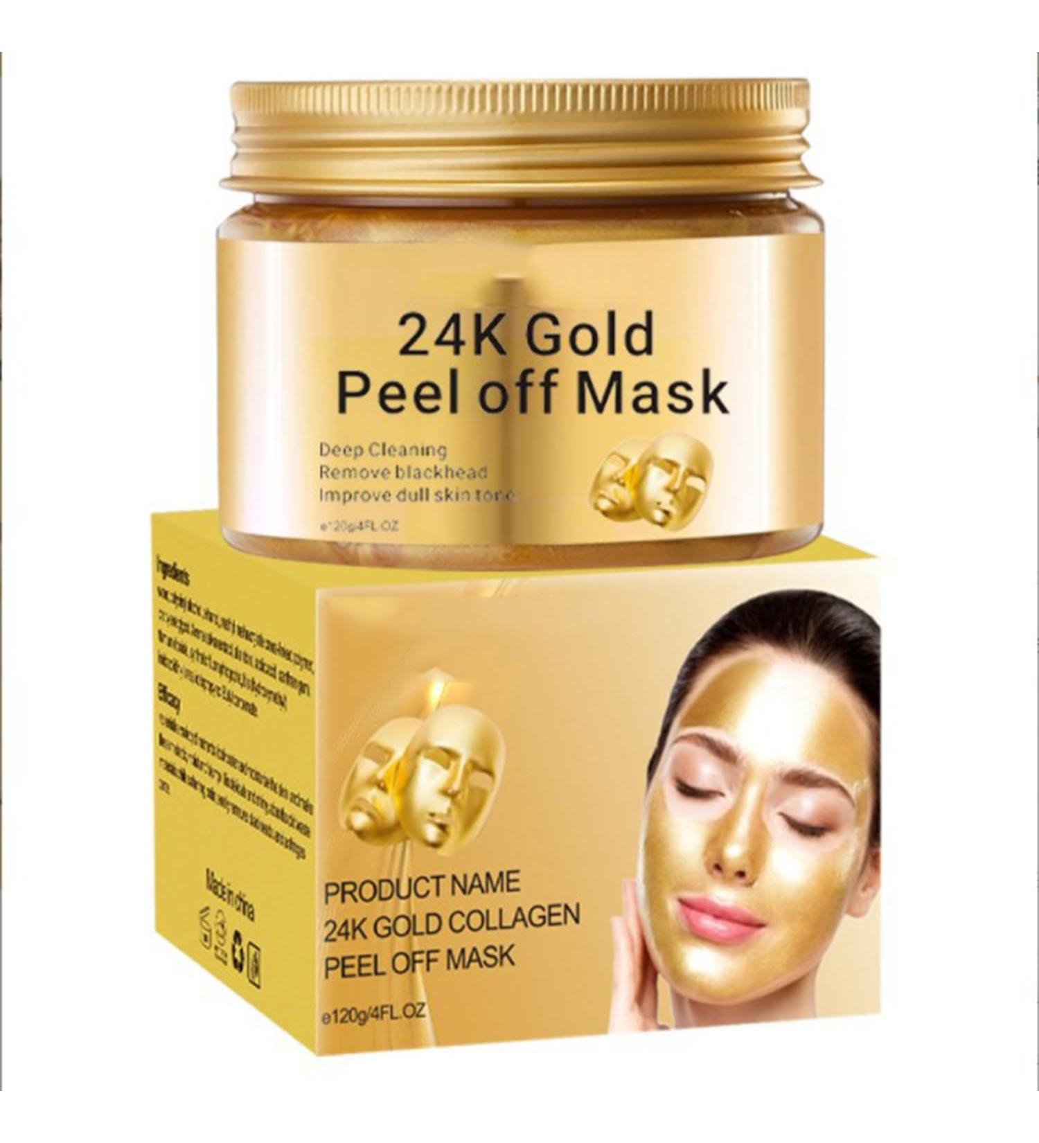 24K Gold Peel Off Face Mask - Anti Aging Lifting Moisturizing & Revitalizing - Reduces Wrinkles & Blackheads - Skin Repair with Vitamin B5 - 120g - Buy Online on GoSupps.com