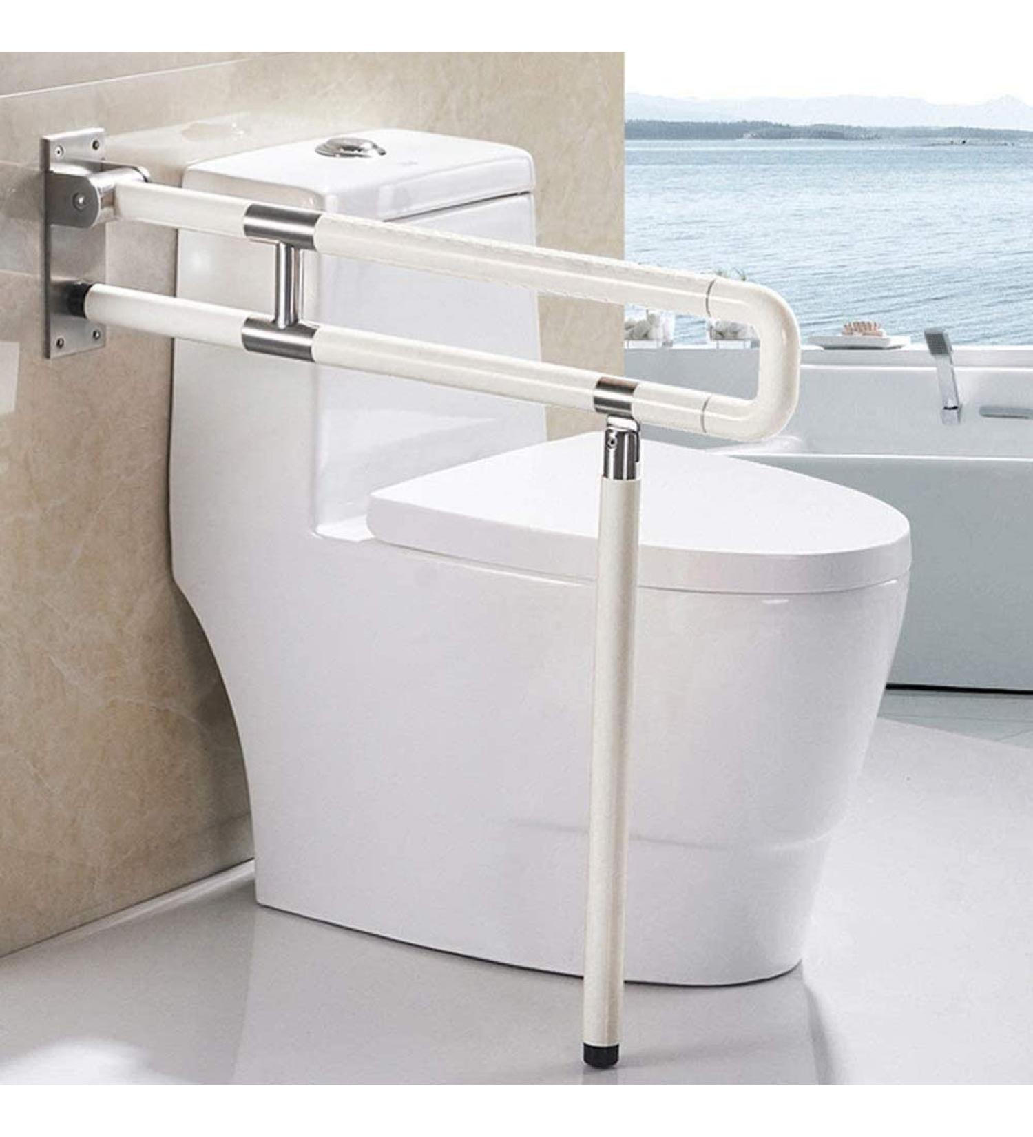 Toilet Grab Rail Bathroom Safety Frame Handrail Folding Drop Down Grab Bar with Leg Wall Mounted Handicapped Aid Assist Rail Non Slip for Disabled Elderly Pregnant Woman - Buy Online on GoSupps.com