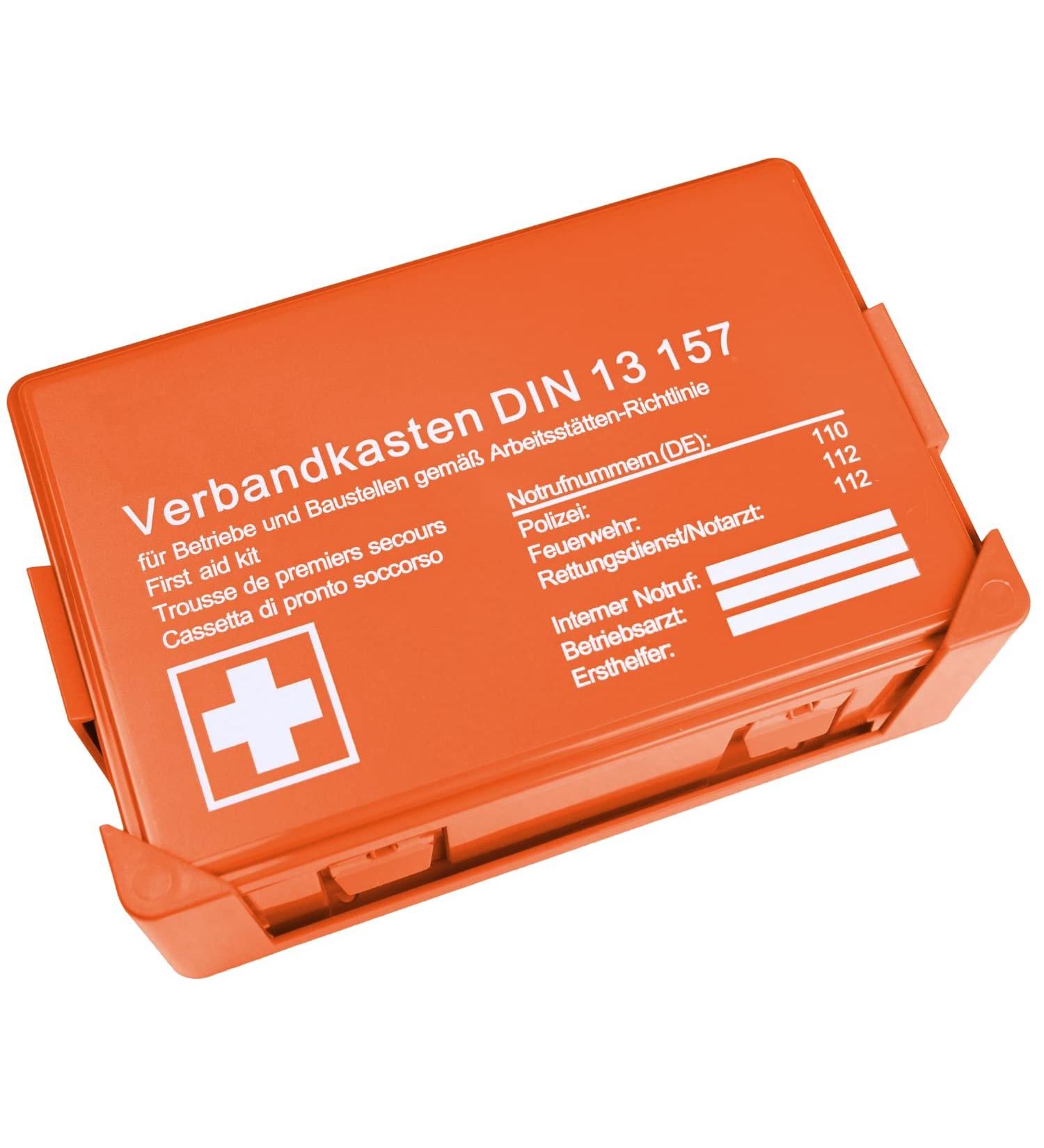 Buy DIN 13157:2021 Compliant First Aid Suitcase - Wall Bracket & Emergency Numbers Included - Shop Internationally at Hierbeidir - Buy Online on GoSupps.com