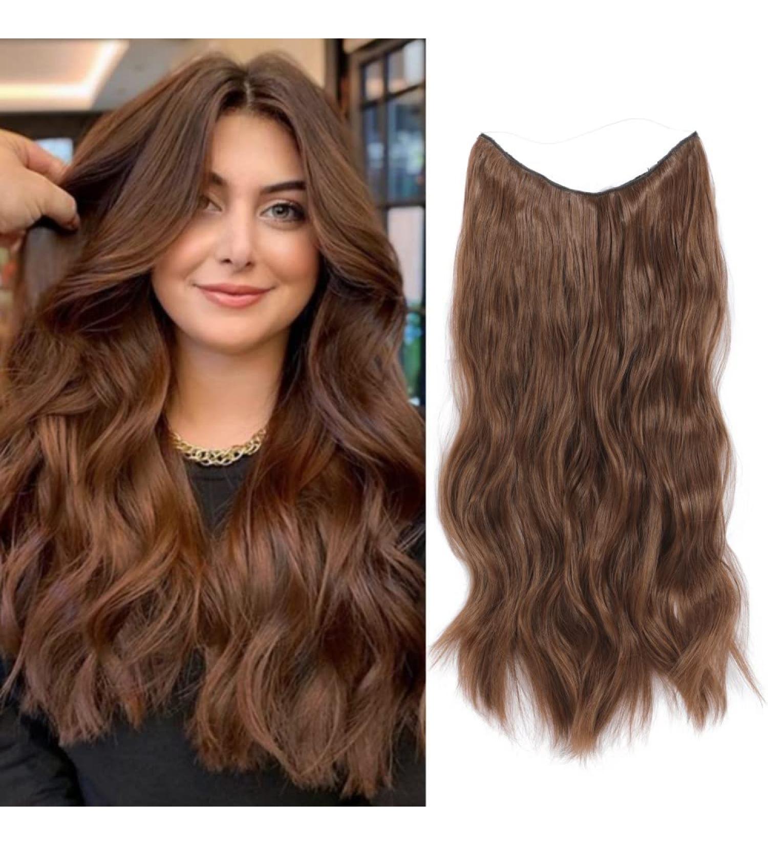 Adjustable Brown Clip-in Hair Extensions - 20 inch Synthetic Curly Hair Pieces for Women - Buy Online on GoSupps.com