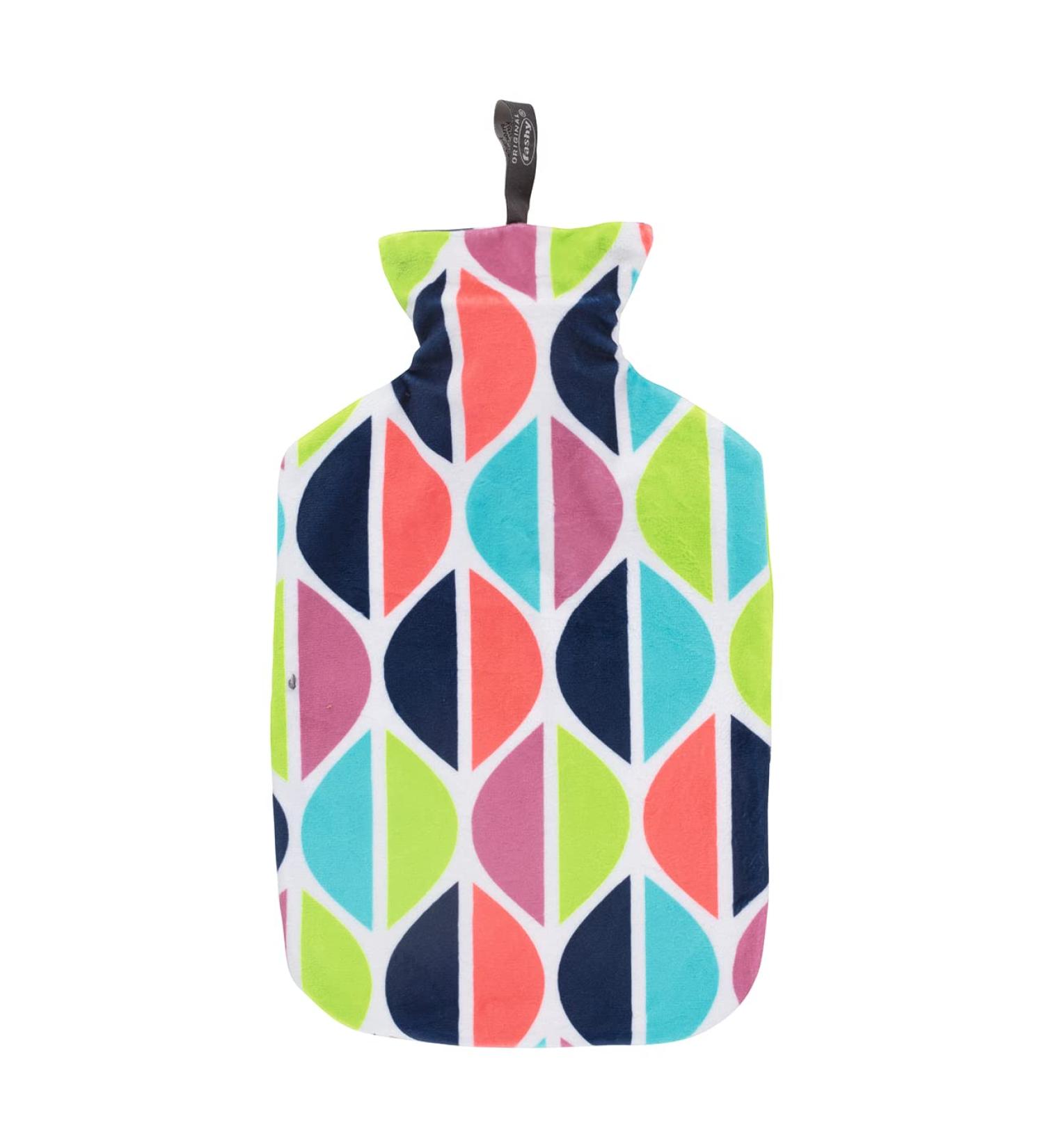 fashy hot water bottle 2.0L with cover and velcro fastener colorful 67372 01 2.0 L