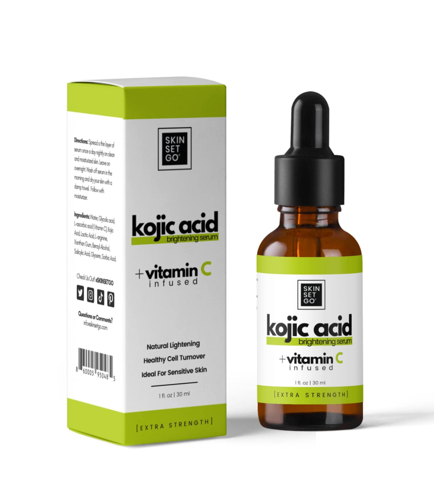 Extra Strength 7.5% Kojic Acid Serum & Vitamin C Dark Spot Corrector for Face and Body - Buy Online on GoSupps.com