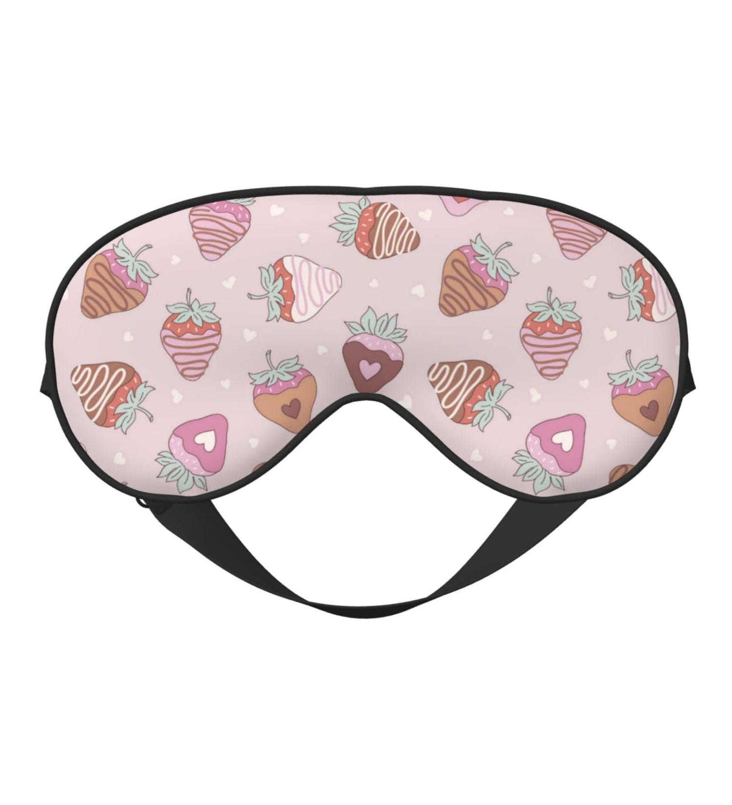 Strawberry Cake Print Sleep Eye Mask - Soft Blindfold for Travel & Night Sleeping with Elastic Strap - Buy Online on GoSupps.com