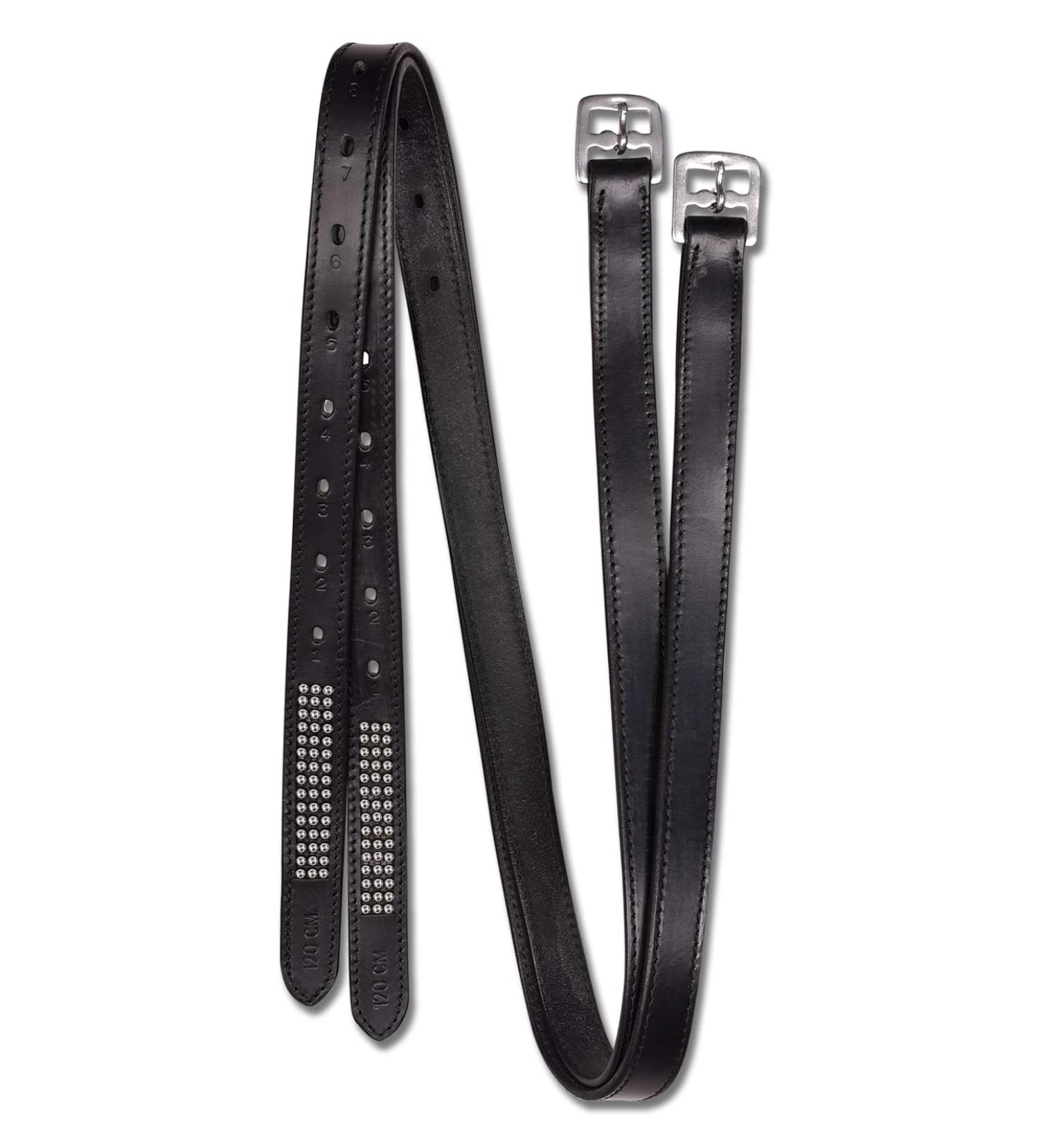 WALDHAUSEN Star Stirrup Leathers with Rhinestones - Black 150 cm | Premium Equestrian Gear for International Shipping - Buy Online on GoSupps.com